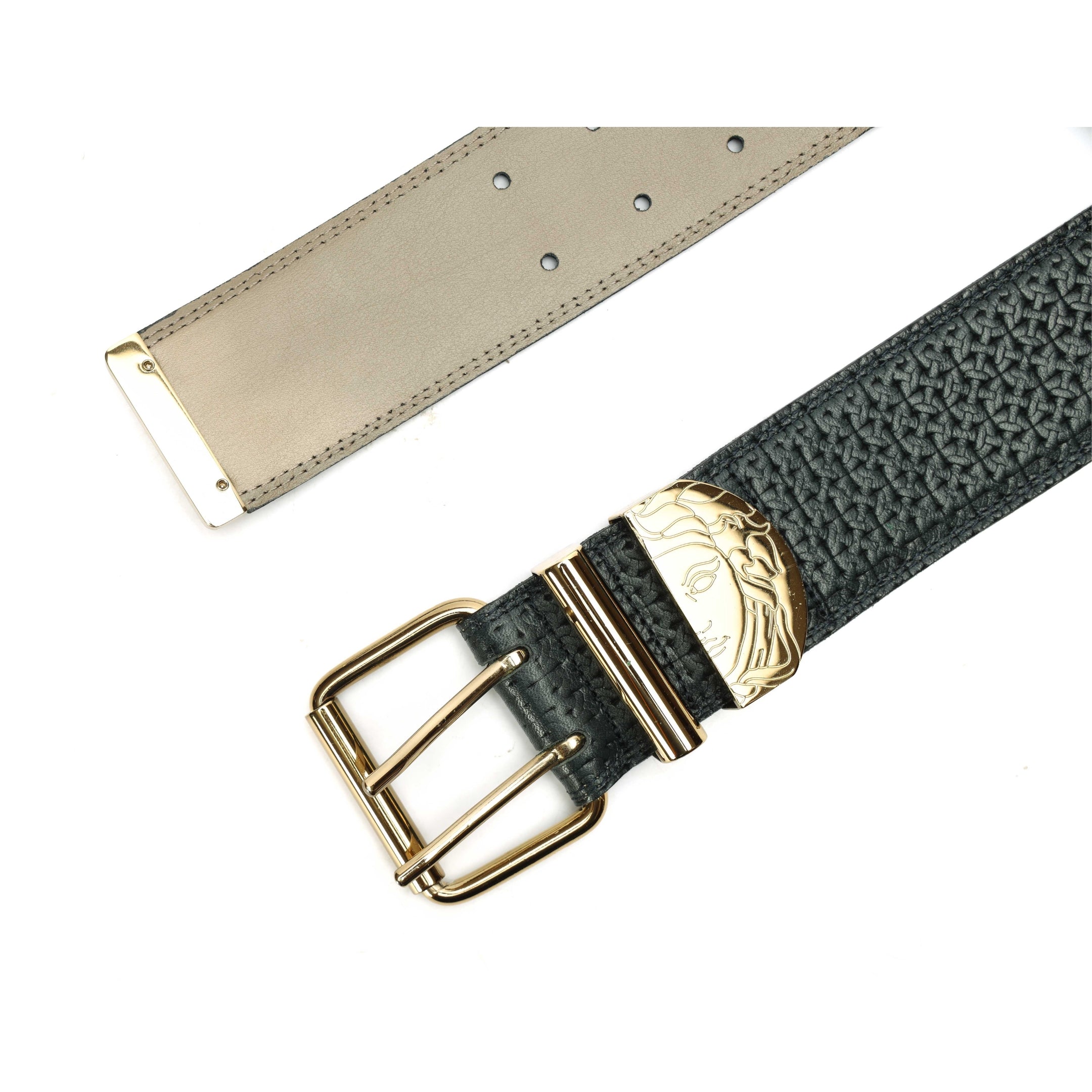 Versace Medusa Black Leather Belt