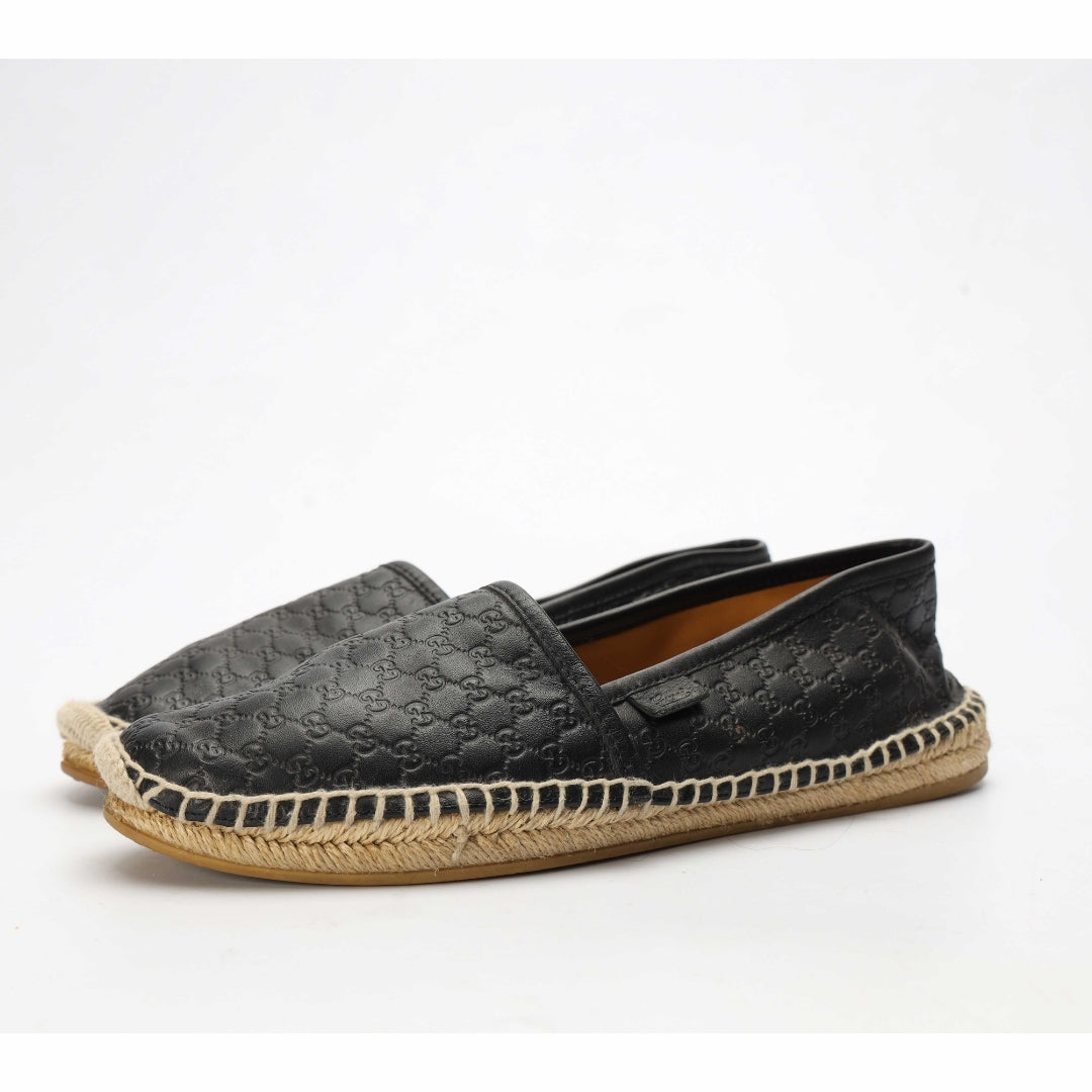 Gucci Black Guccissima Leather Espadrilles