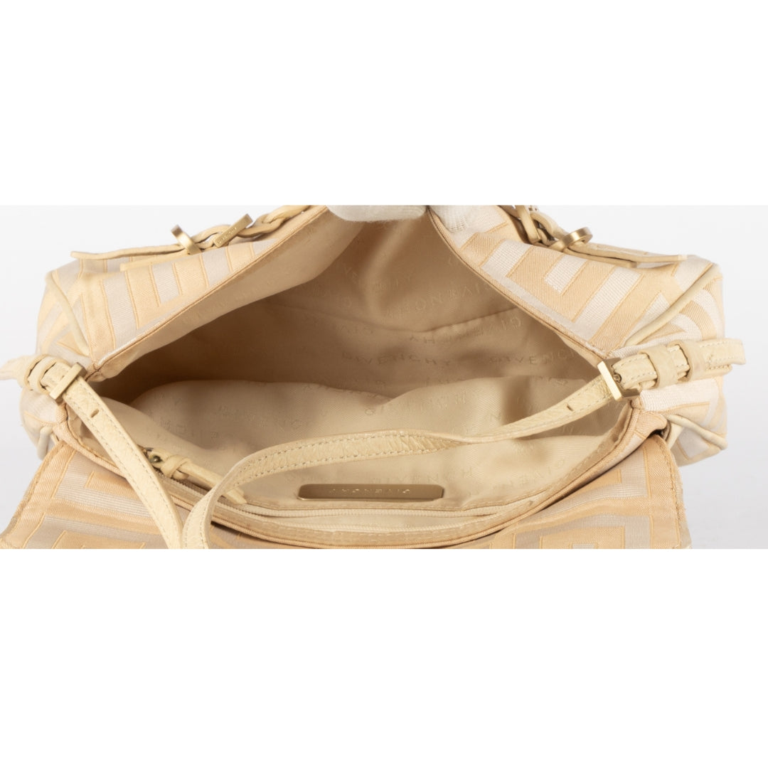 Givenchy Beige Monogram Canvas and Leather Flap Baguette Bag