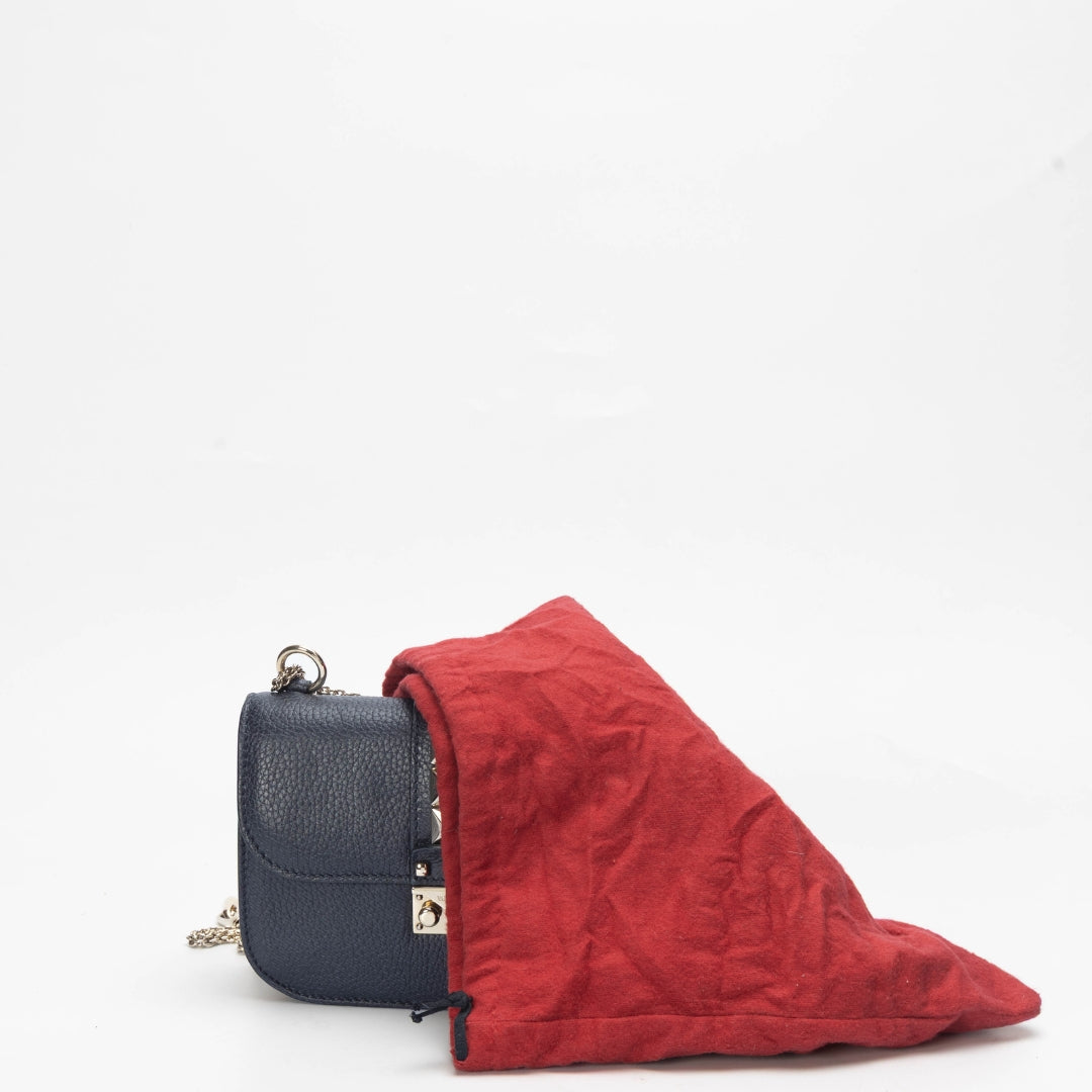 Valentino Blue Glam Lock Flap Shoulder Bag