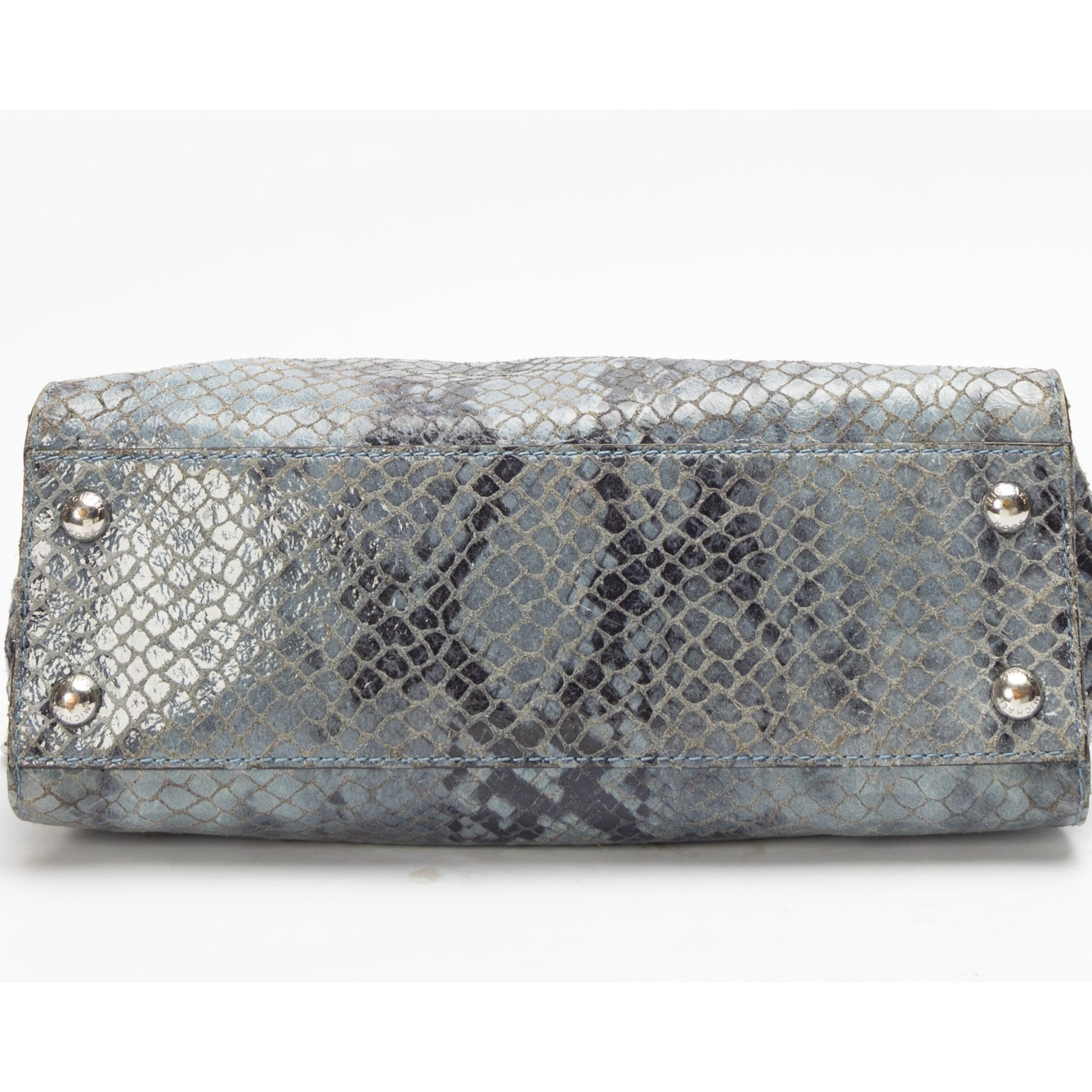 Michael Kors Blue Python Embossed Hamilton Satchel