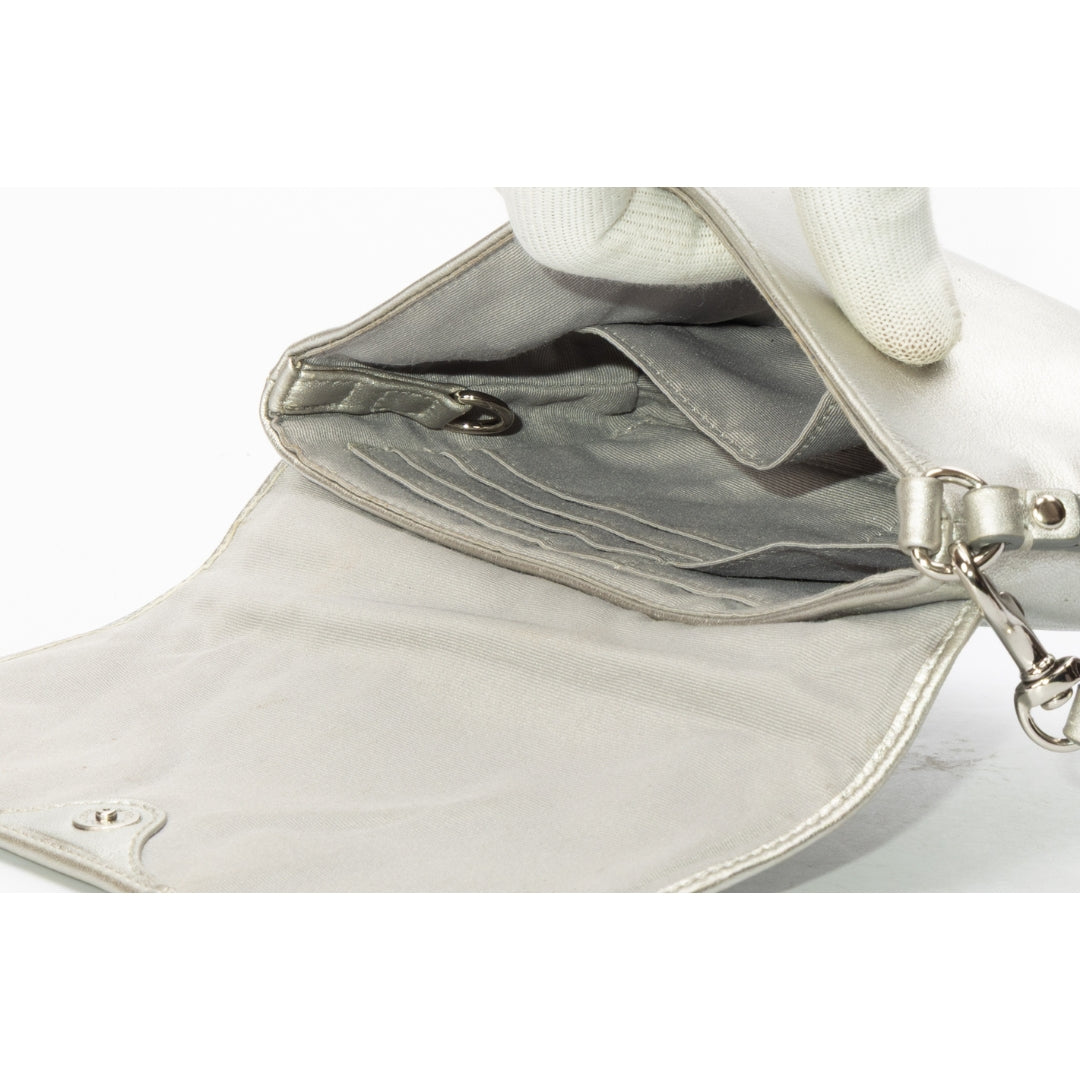 Coach Ashley Metallic Silver Leather Wristlet