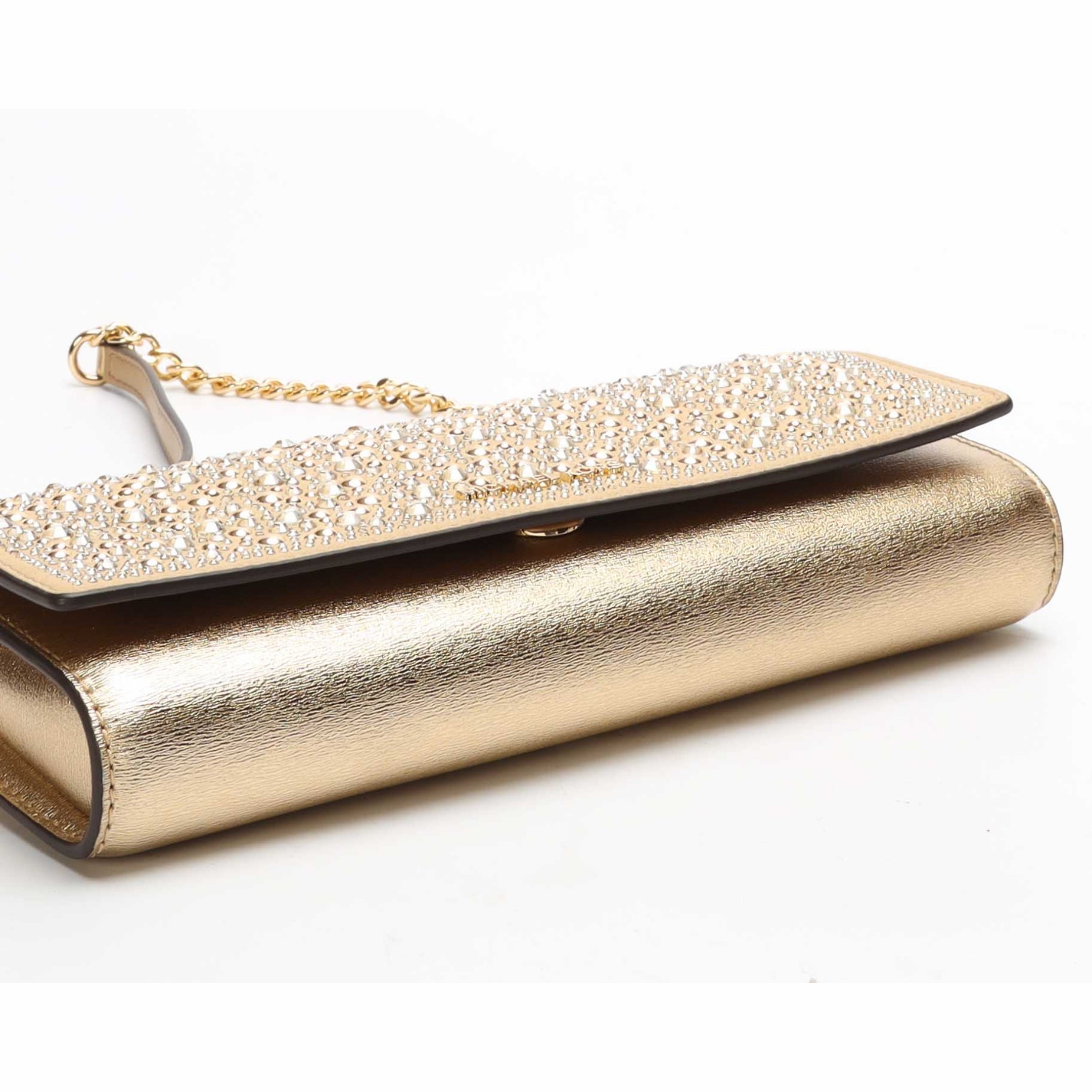 Michael Kors Jet Set Golden Metallic Clutch Crossbody Bag