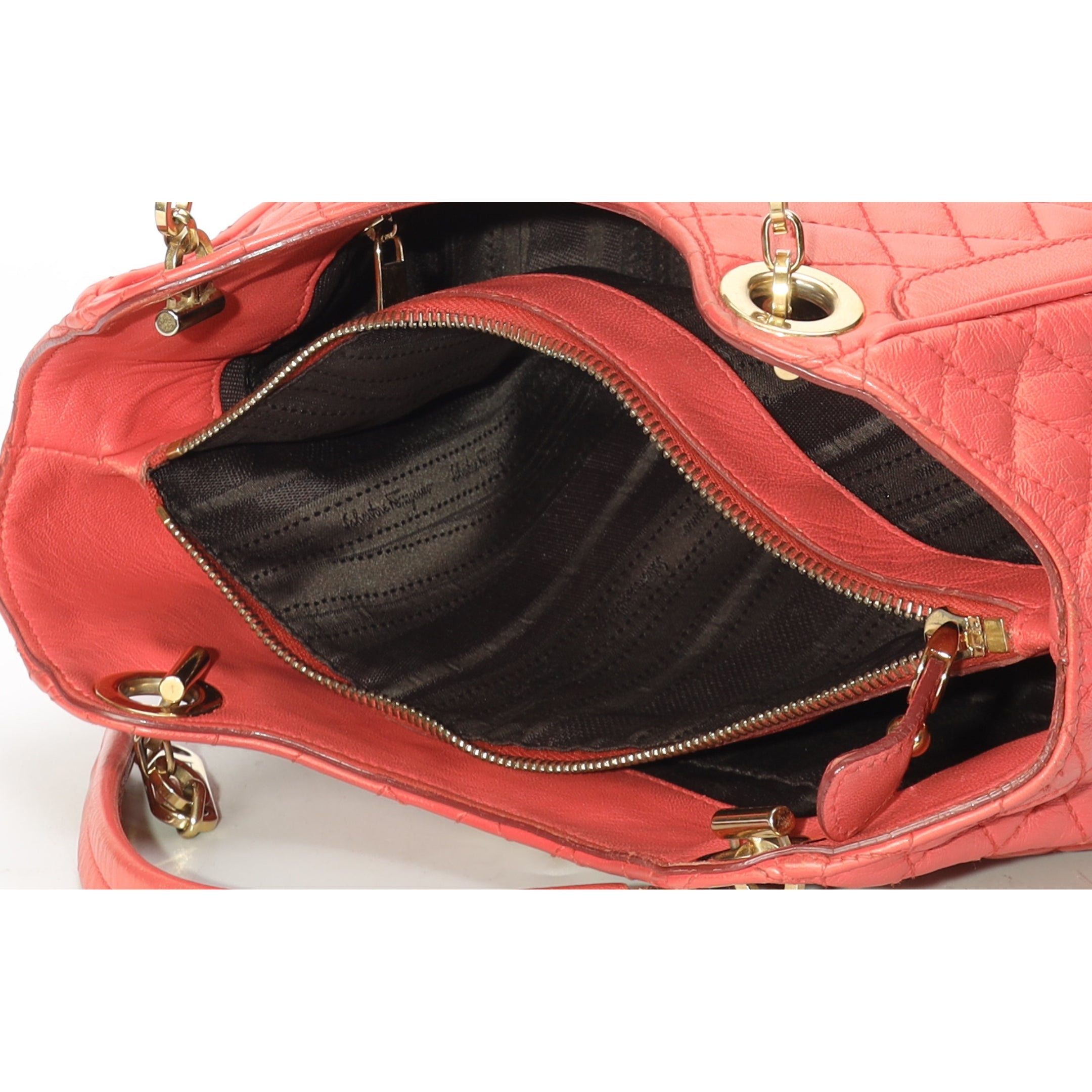 Salvatore Ferragamo Peach Betulla Chain Tote