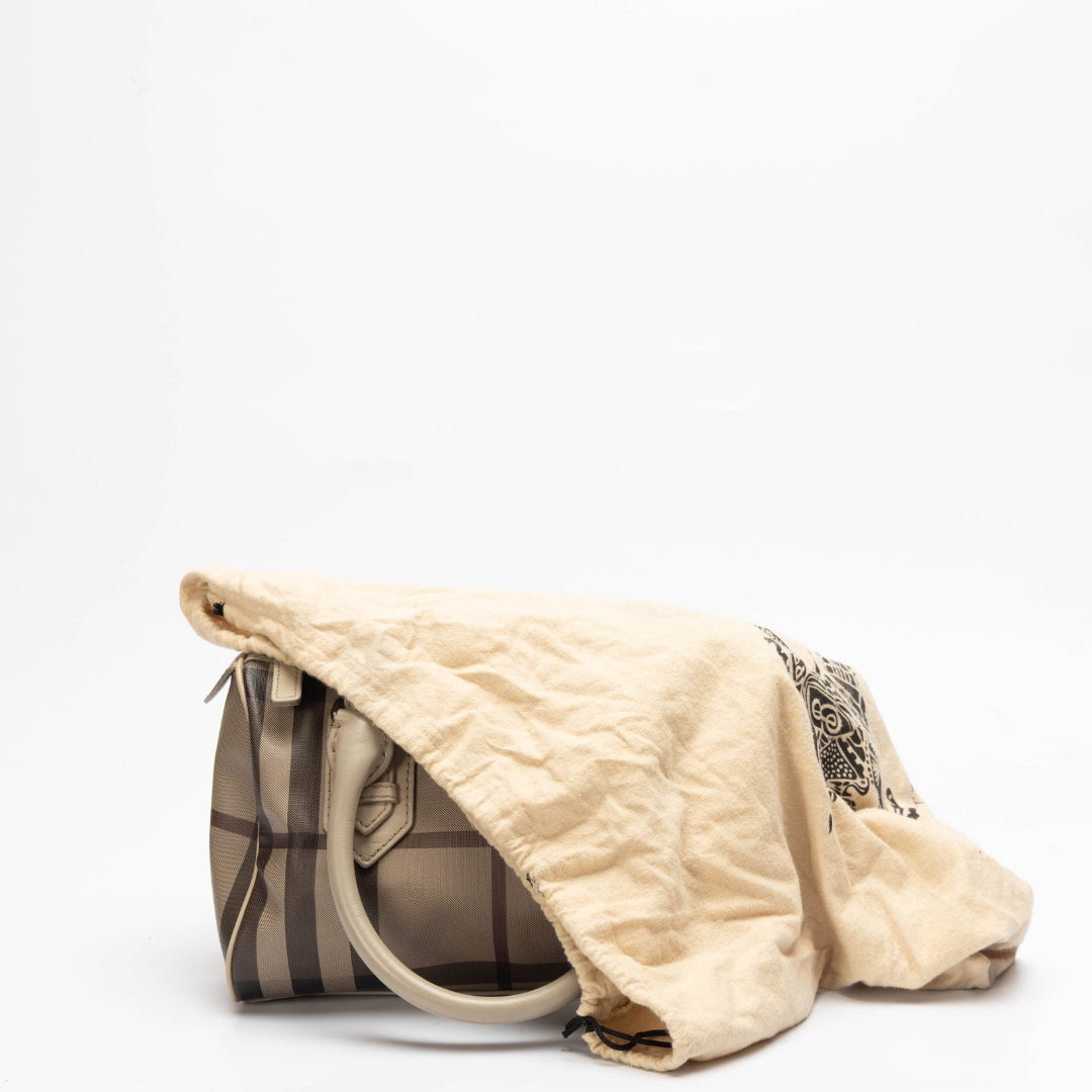 Burberry Beige Check PVC Leather Chester Boston Bag