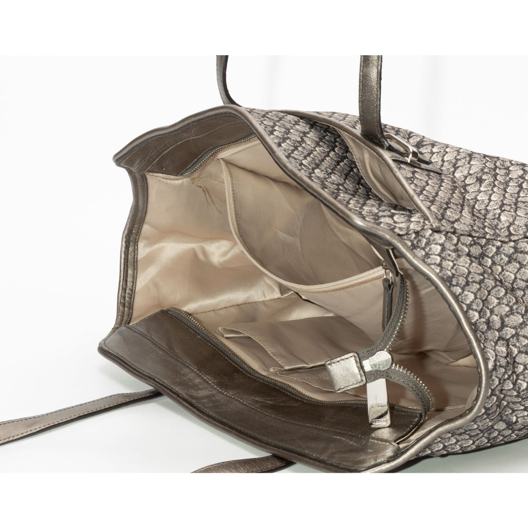 Coach Gunmetal Taylor Snake Print Carryall Tote