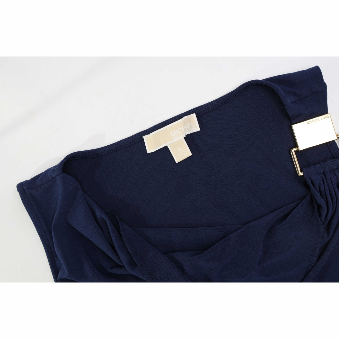 Michael Kors Navy Clasp Shoulder Top