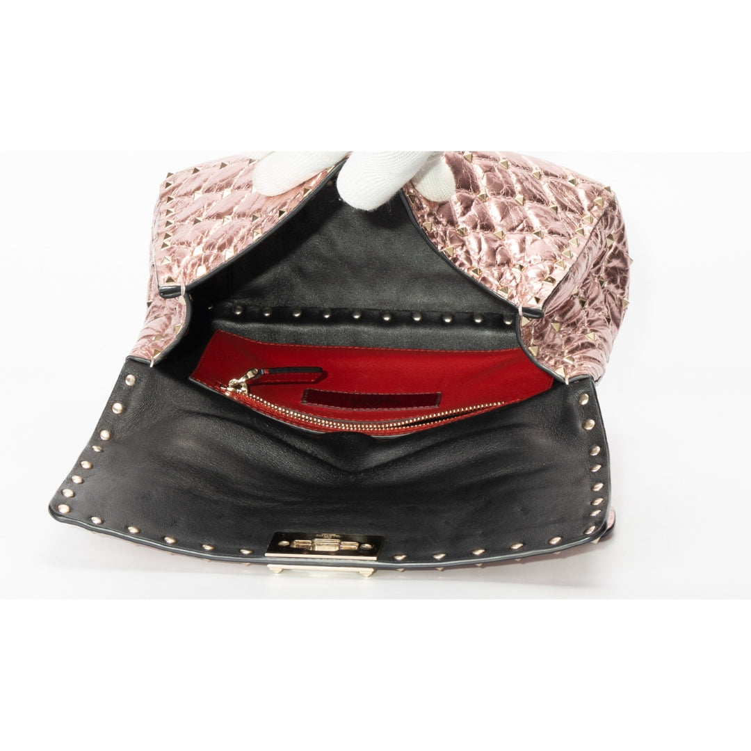 Valentino Garavani Rockstud Spike Metallic Leather Crossbody Bag