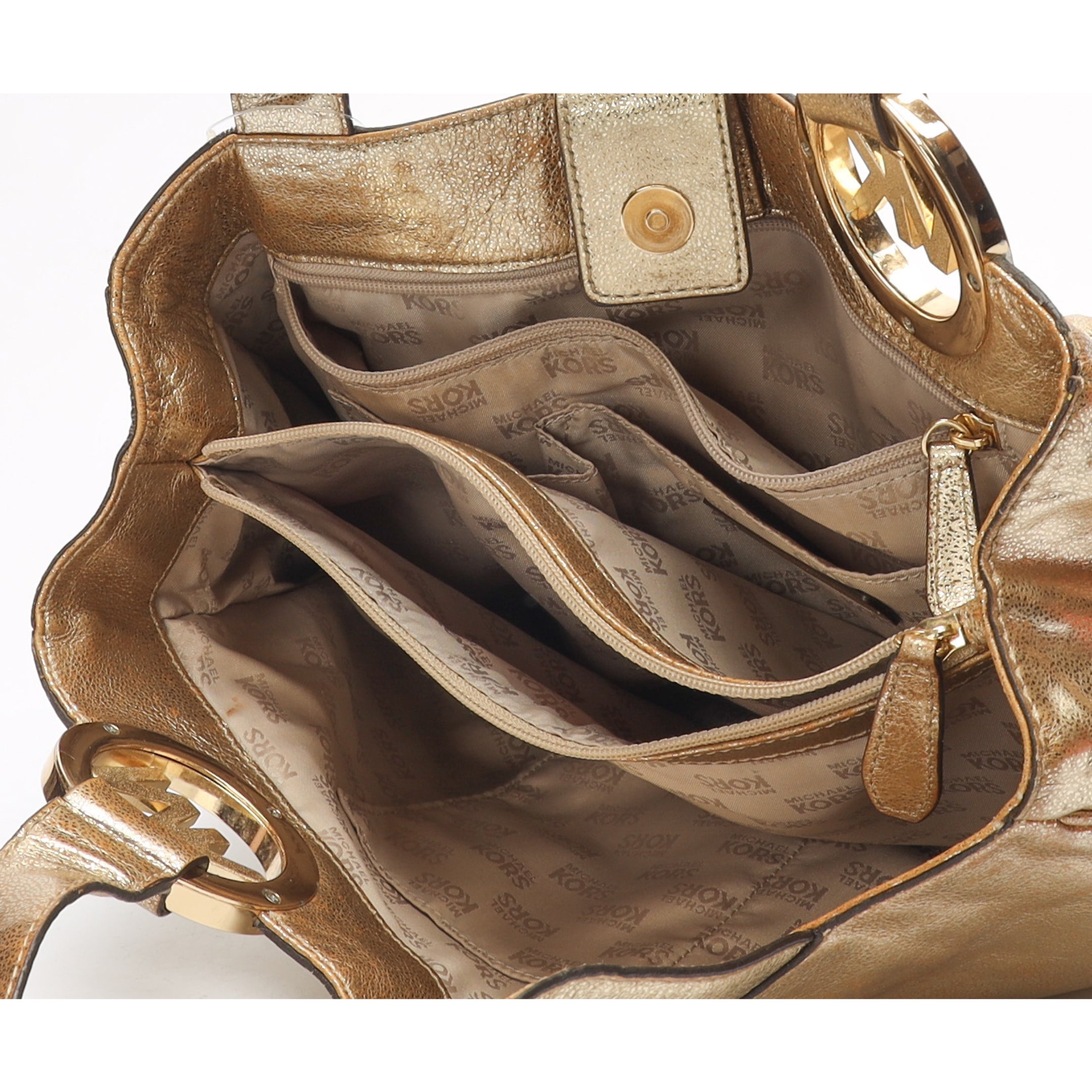 Michael Kors Fulton Gold Metallic Shoulder Bag