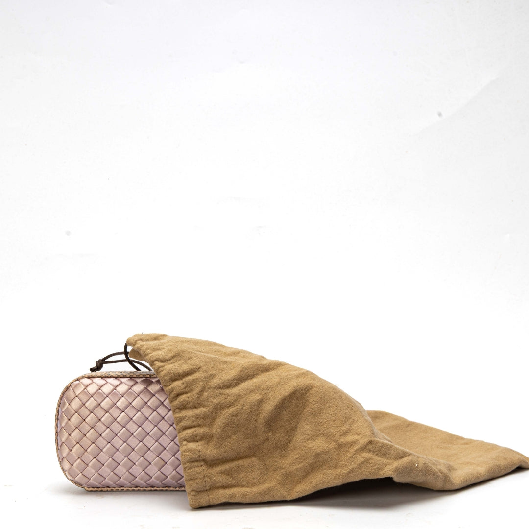 Bottega Veneta Lavender Intrecciato Satin Knot Long Clutch