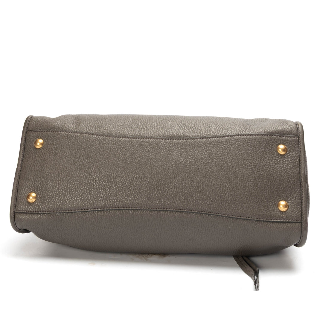 Prada Dark Beige Vitello Daino Convertible Satchel