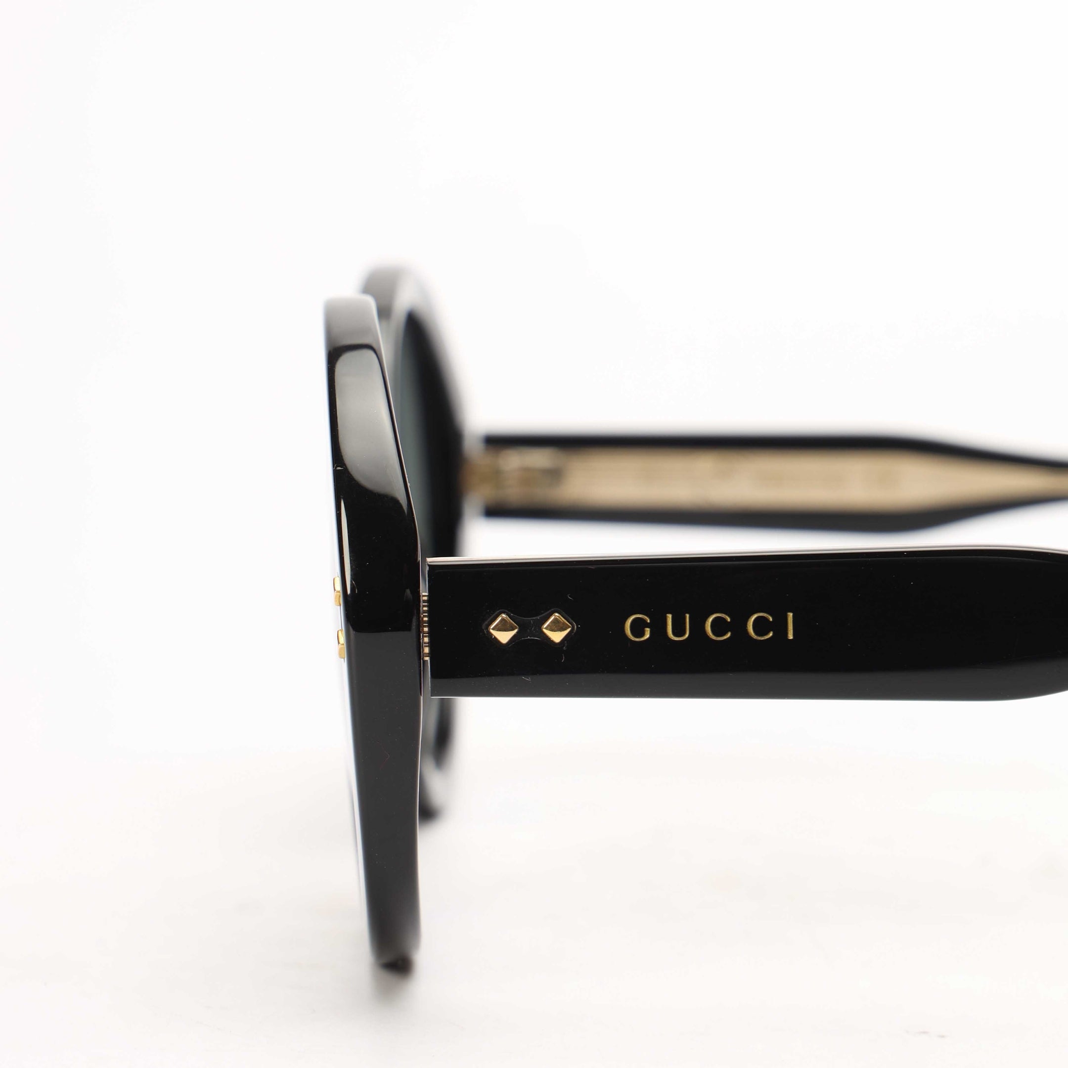 Gucci Black Acetate Round Sunglasses