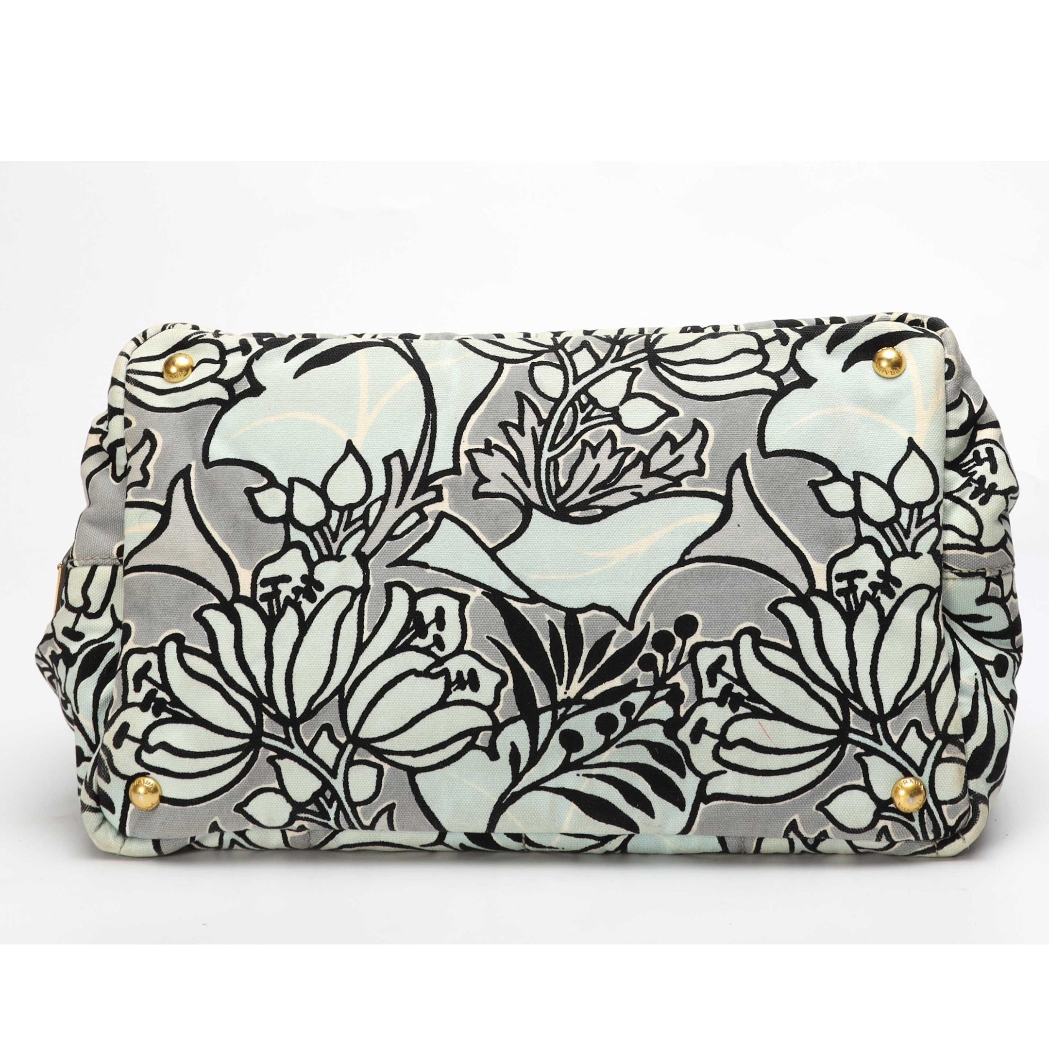 Prada Floral Printed Canvas Canapa Satchel