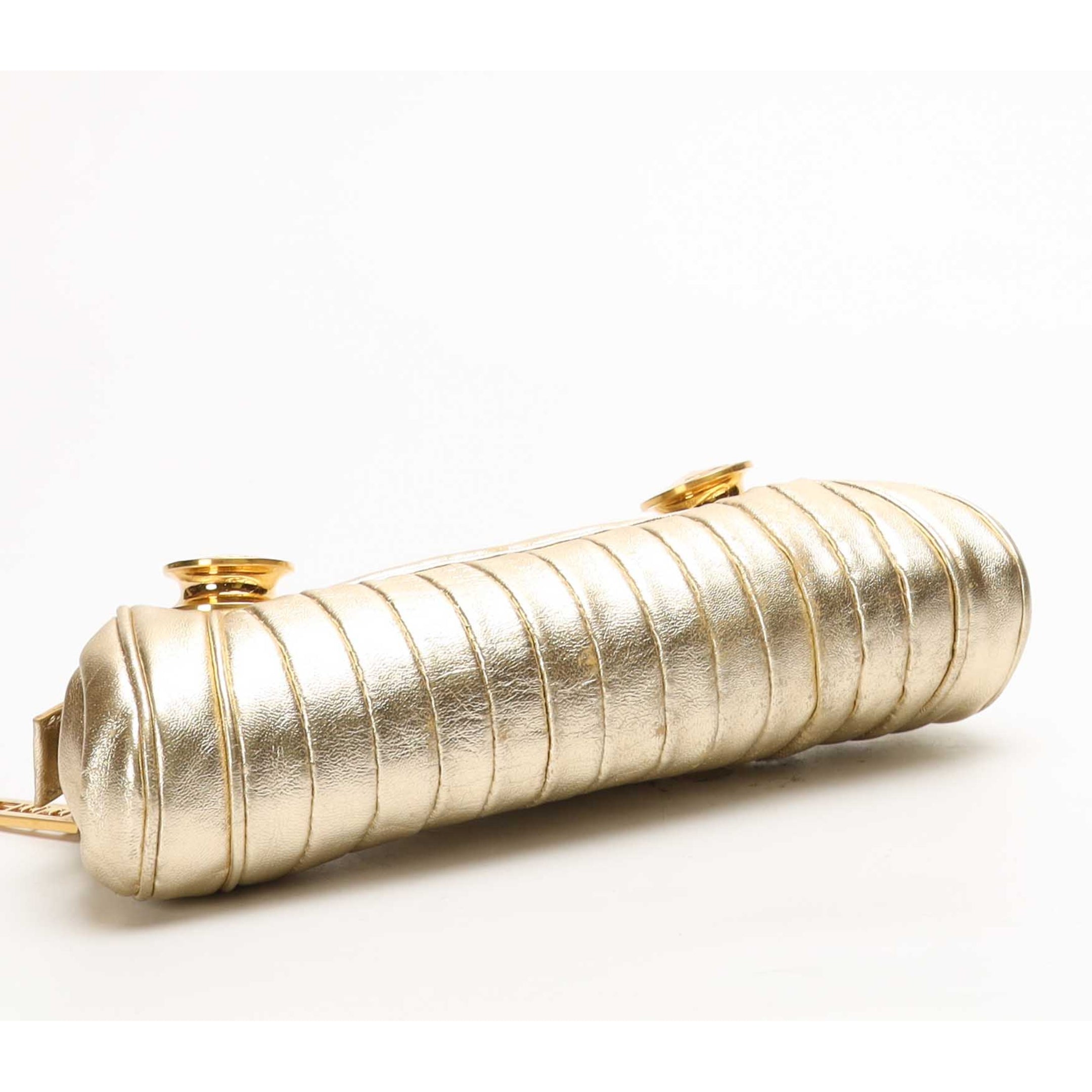 Fendi Gold Metallic Zipper Clutch
