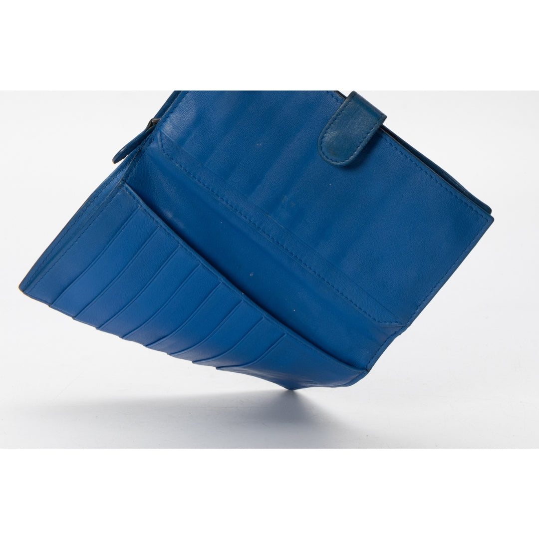 Bottega Veneta Blue Intrecciato Leather Continental Wallet