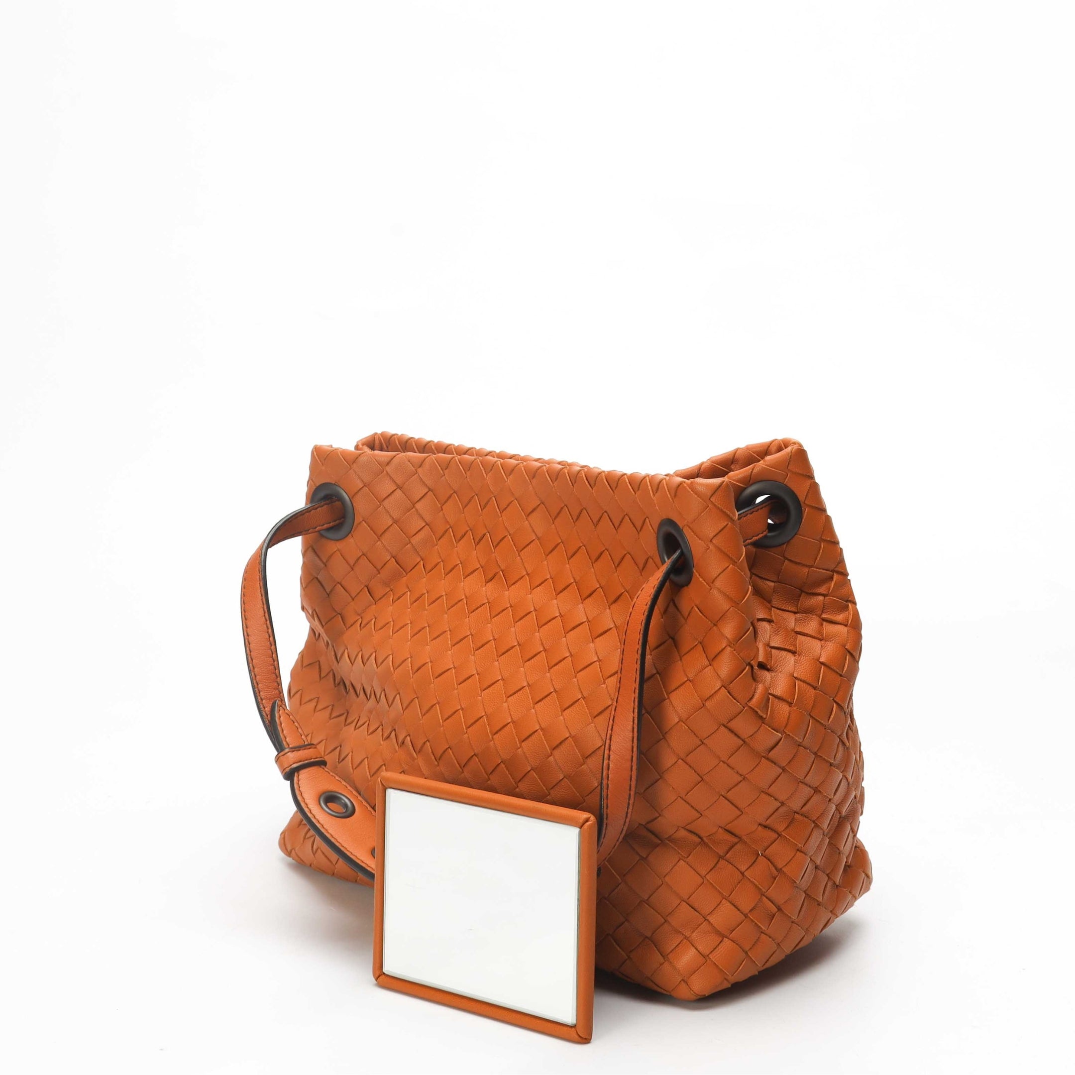 Bottega Veneta Orange Intrecciato Woven Bella Tote