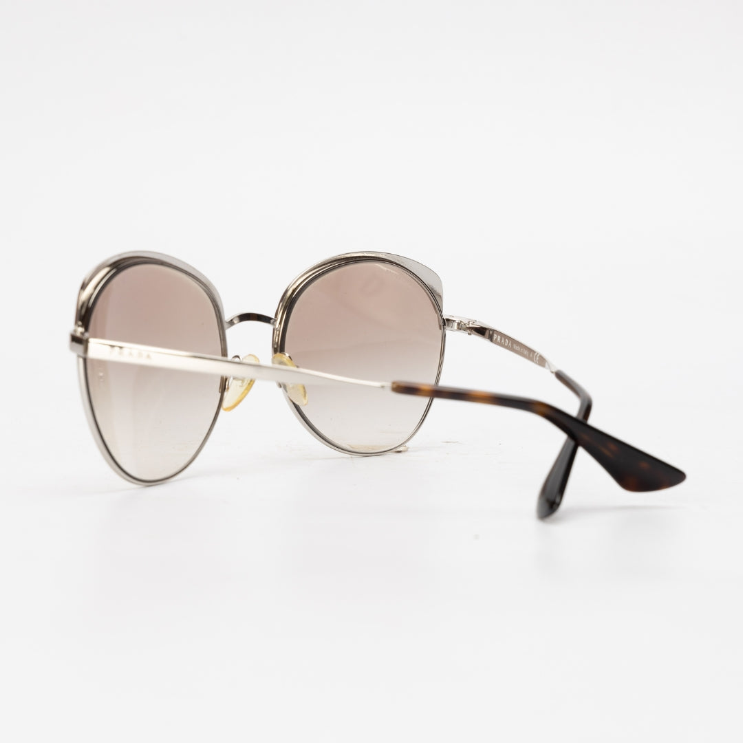 Prada Silver Full Rim Round Sunglasses