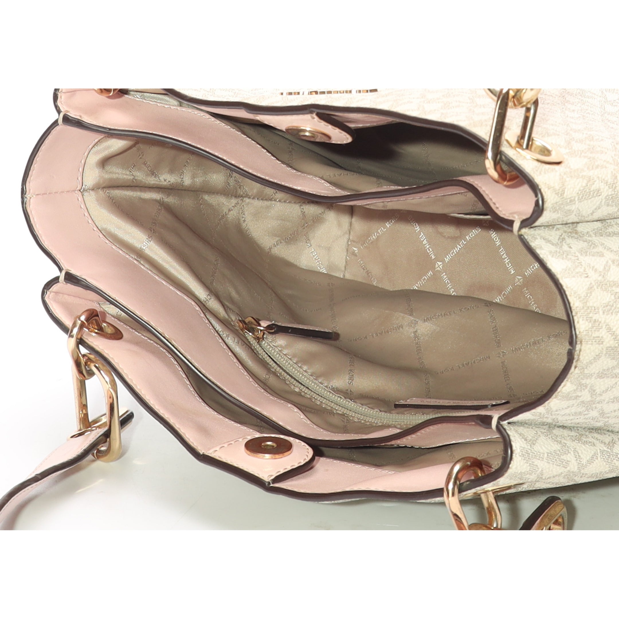 Michael Kors Trisha Vanilla Large Logo Shoulder Bag