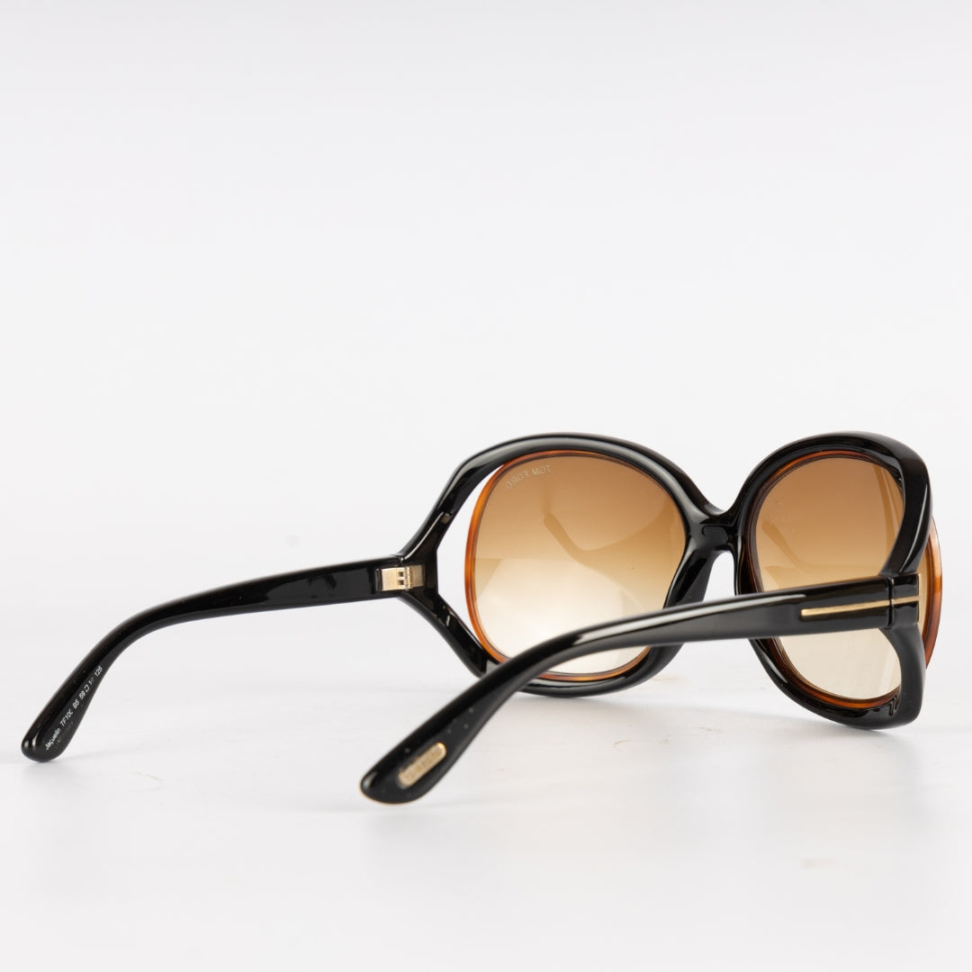 Tom Ford Black Frame Brown Gradient Lens Jaquelin Sunglasses