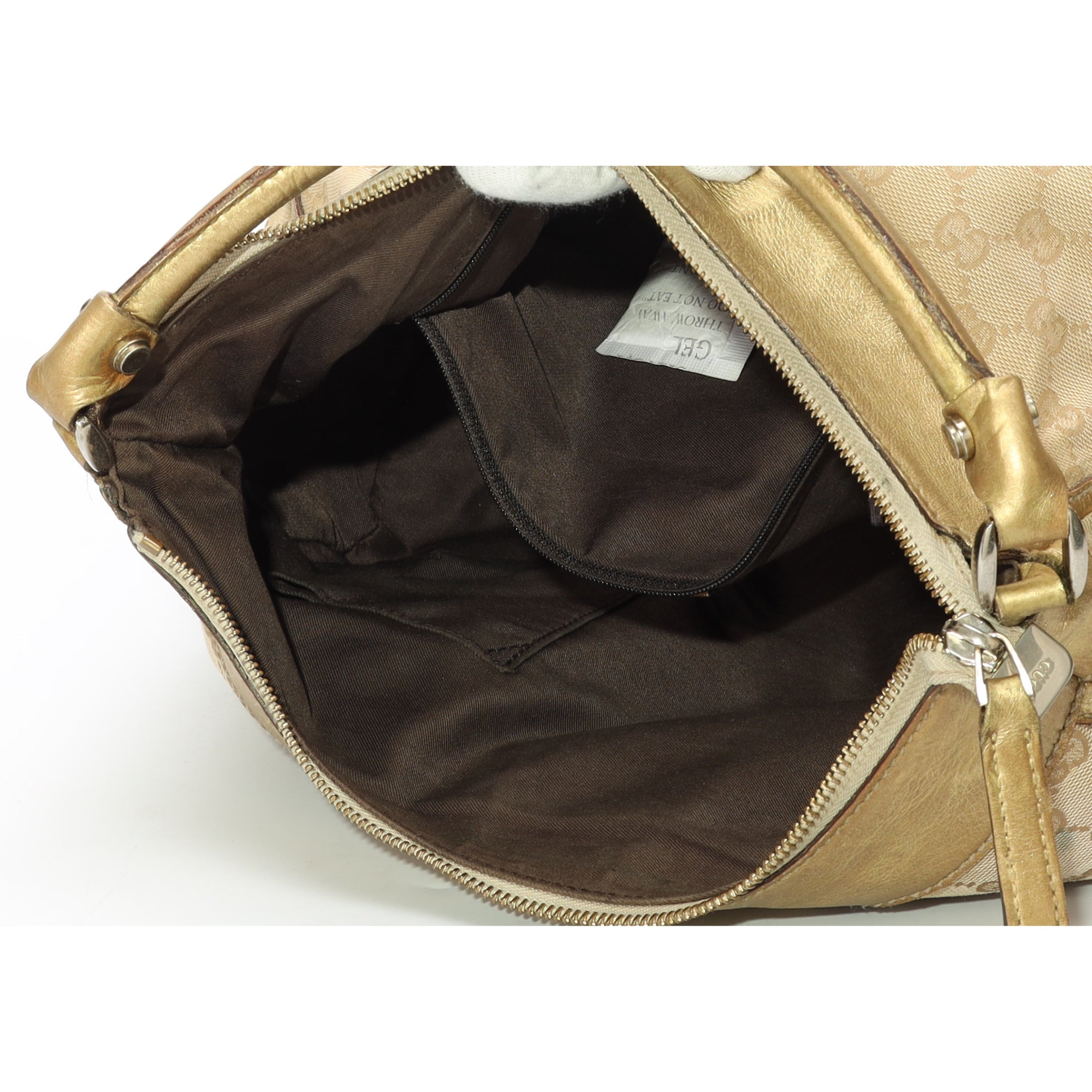 Gucci Biege/Gold GG Canvas D Ring Hobo Bag