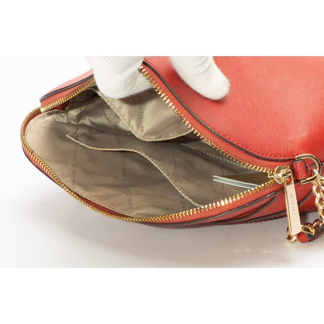 Michael Kors Red Jet Set Travel Medium Dome Crossbody Bag