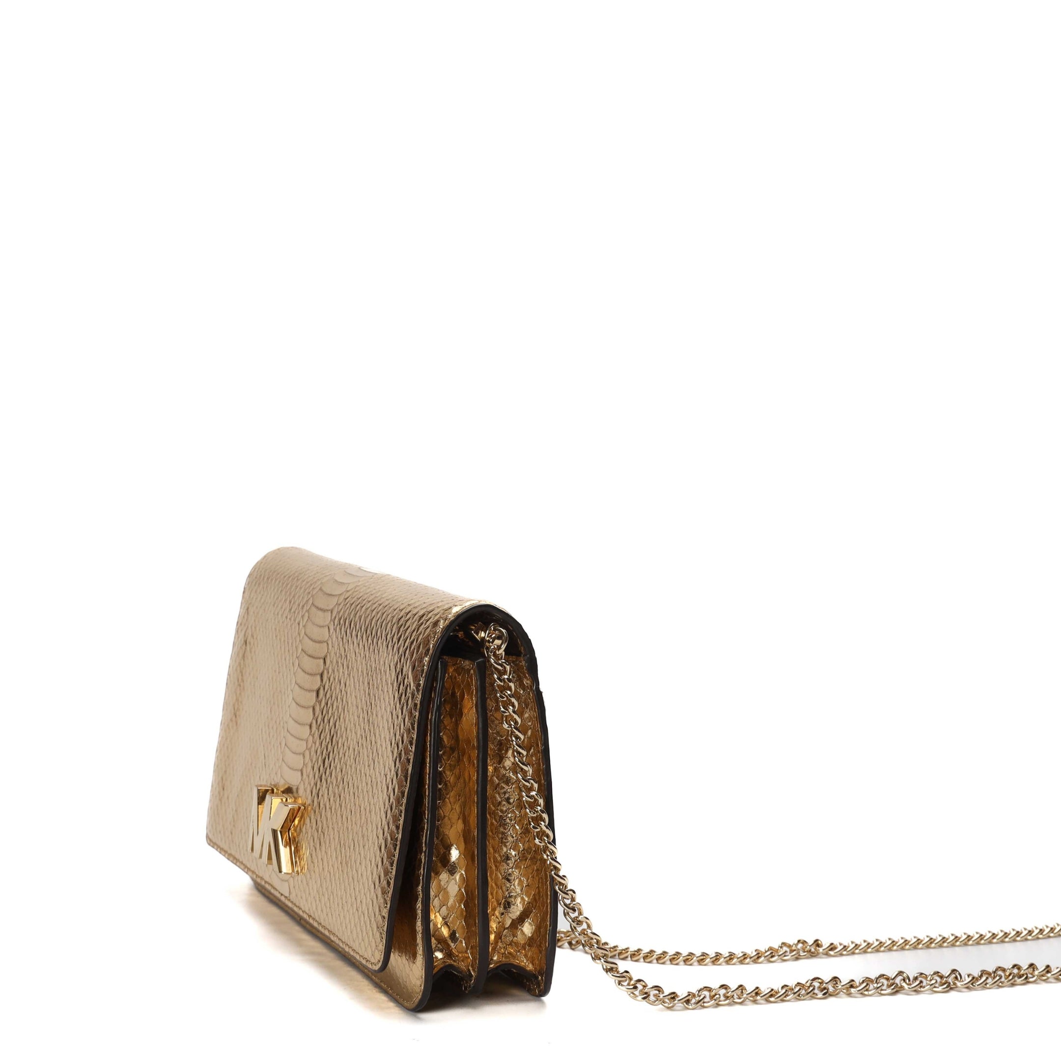 Michael Kors Mott Metallic Gold Clutch Crossbody Bag
