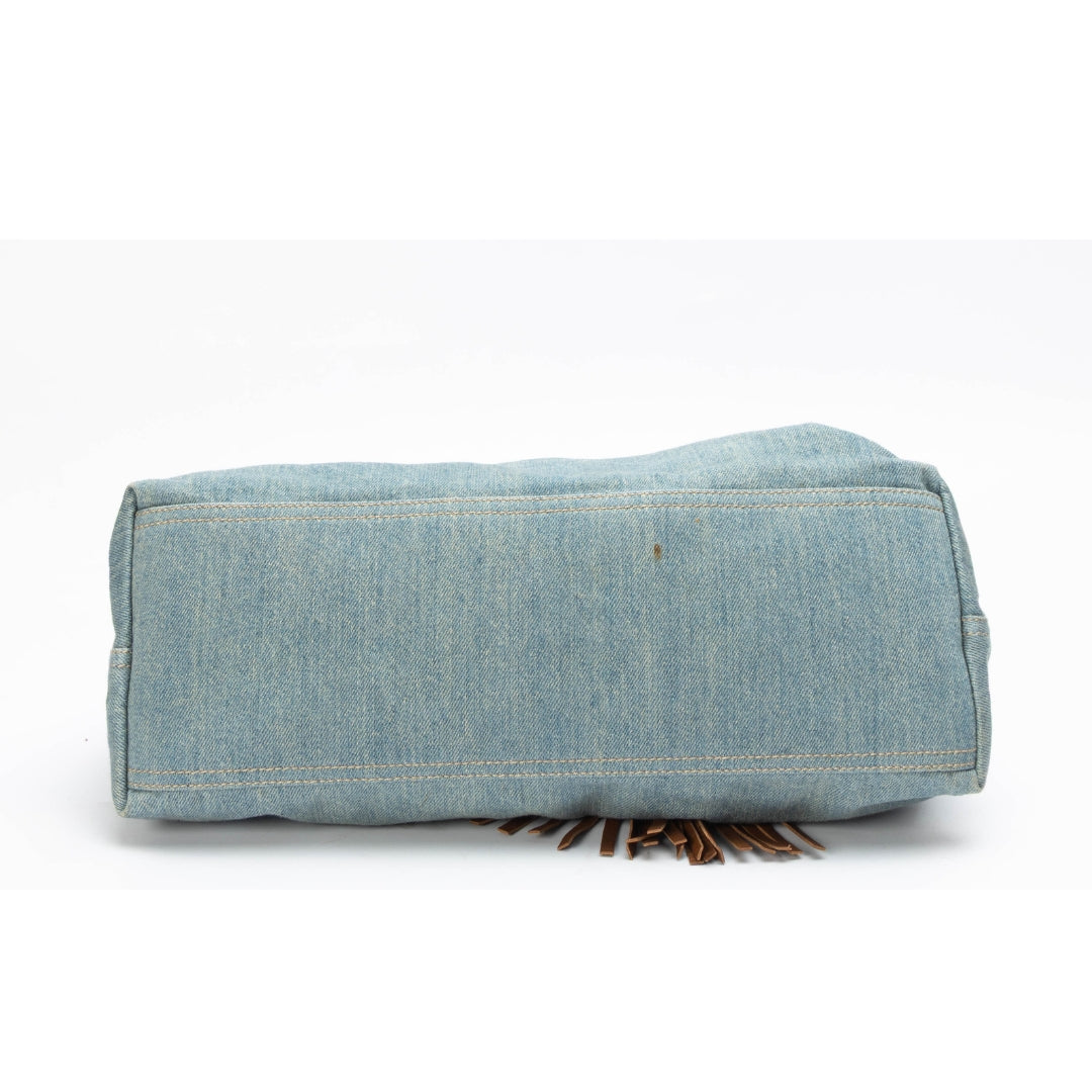 Gucci Blue Distressed Denim Soho Tote