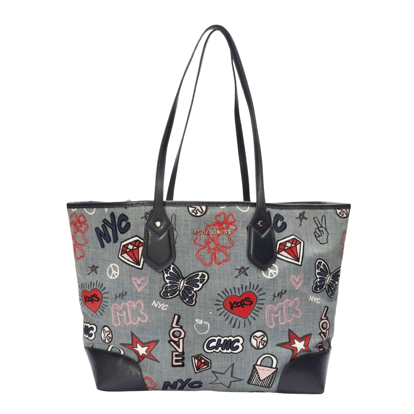 Michael Kors Eva Large Embroidered Denim Tote