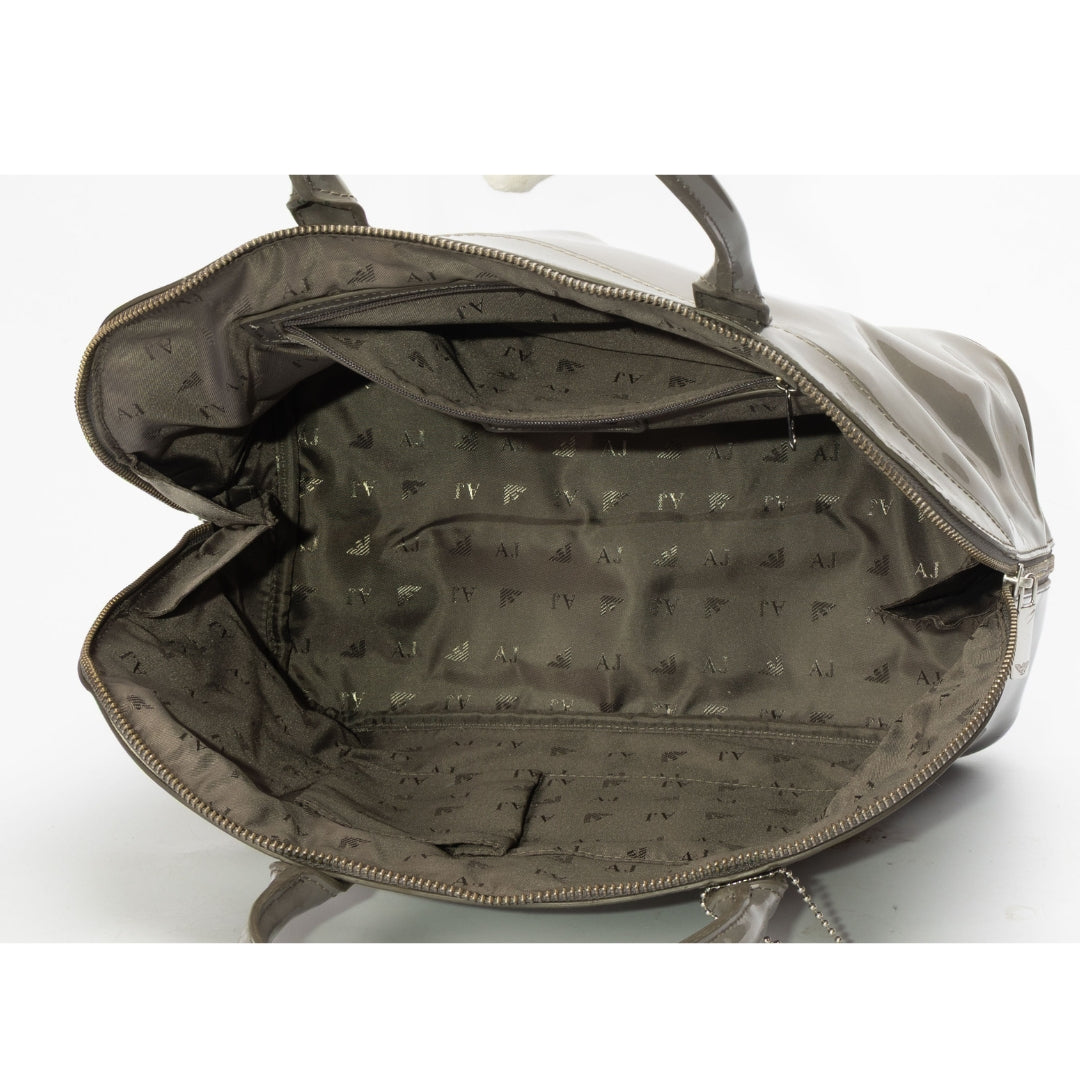 Armani Jeans Patent Bowler Satchel