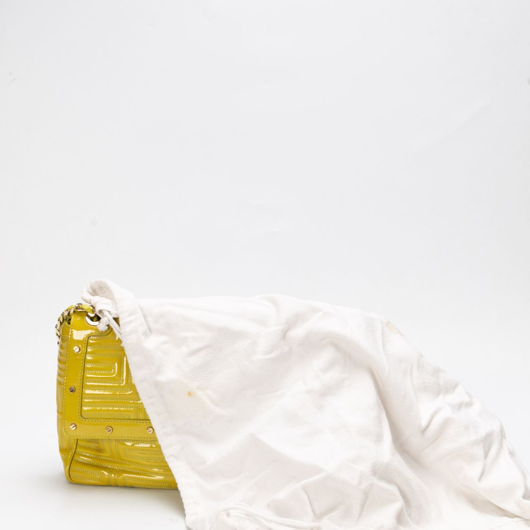 Versace Lime Yellow Flap Shoulder Bag