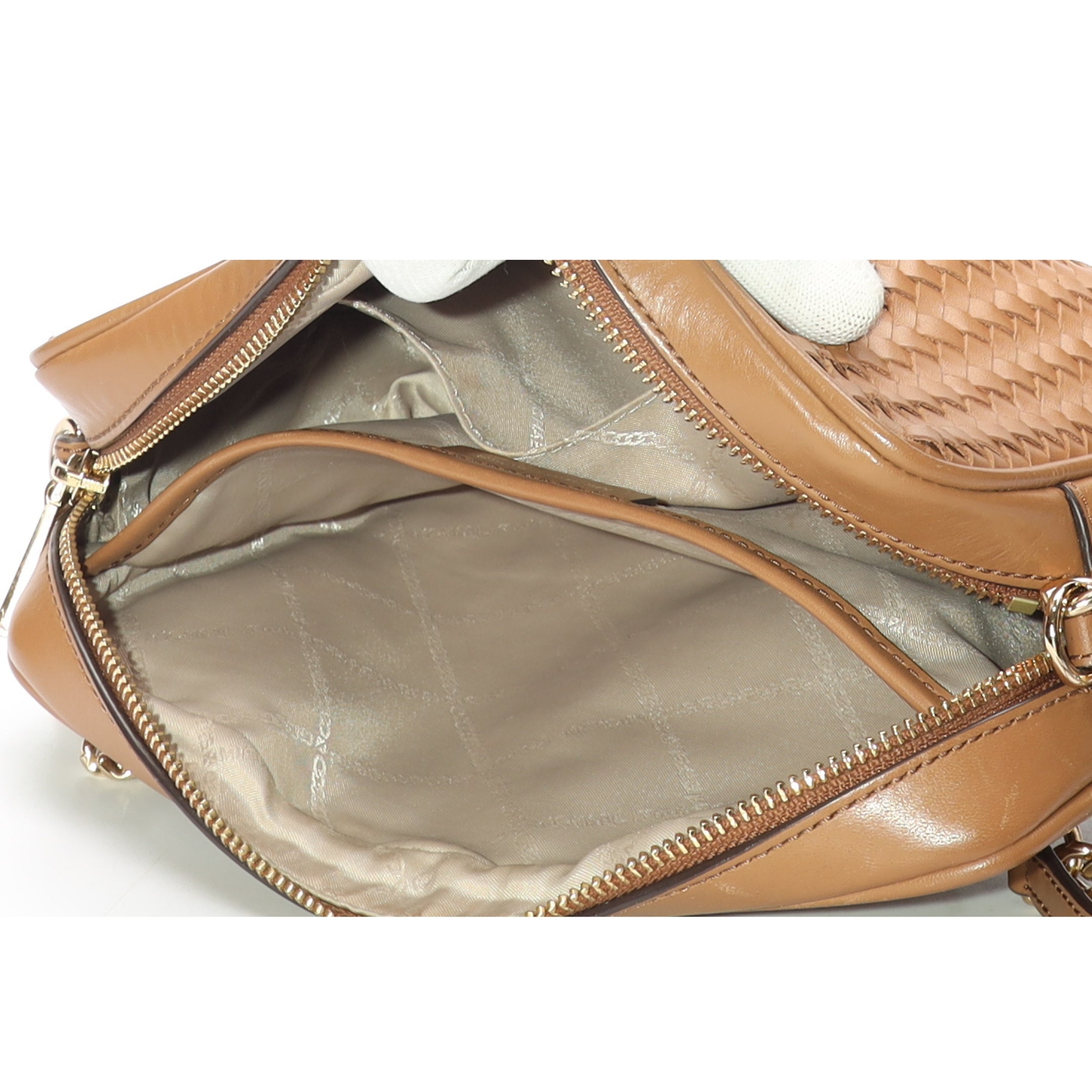 Michael Kors Jet Set Woven Brown Crossbody Bag