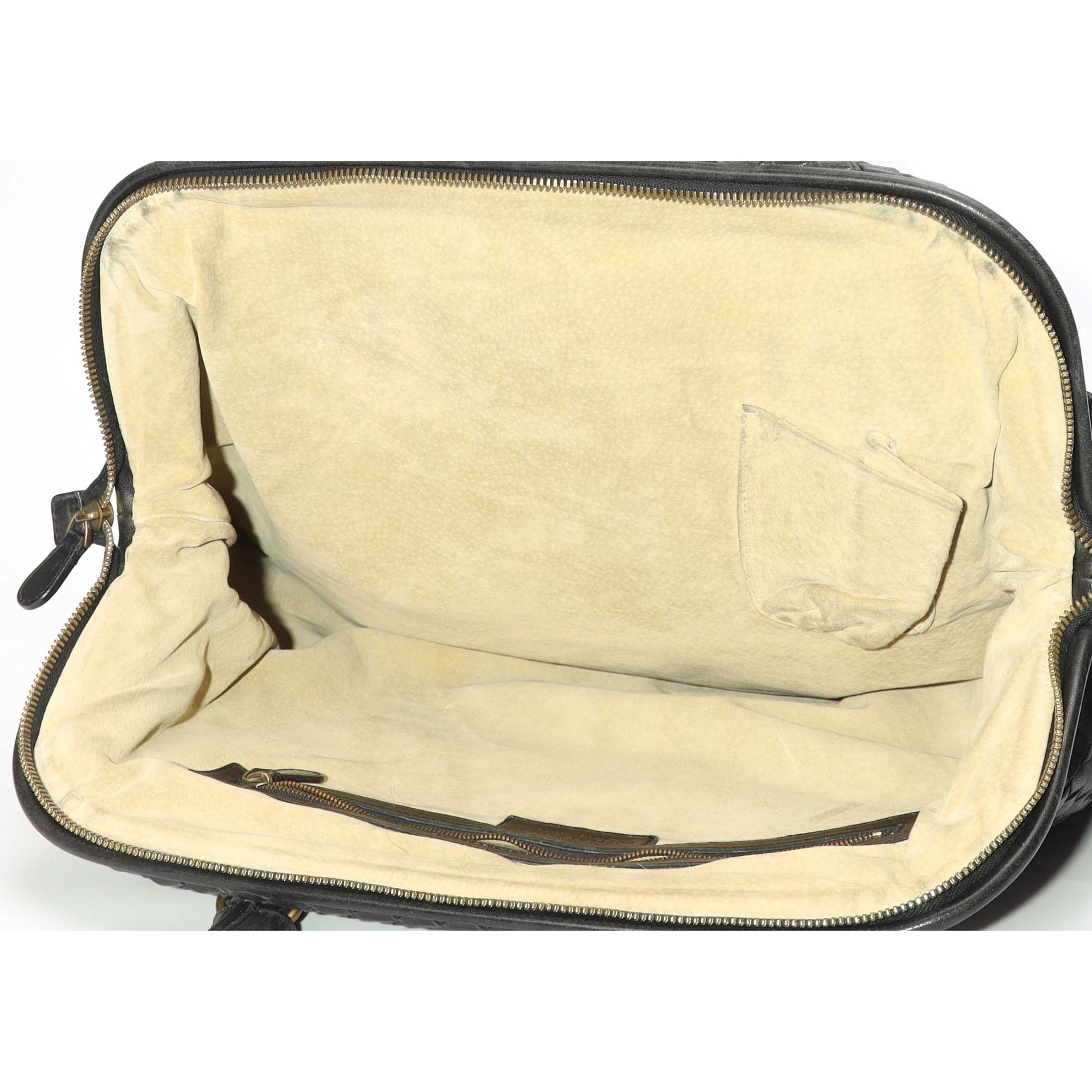 Bottega Veneta Black Intrecciato Woven Frame Top Tote