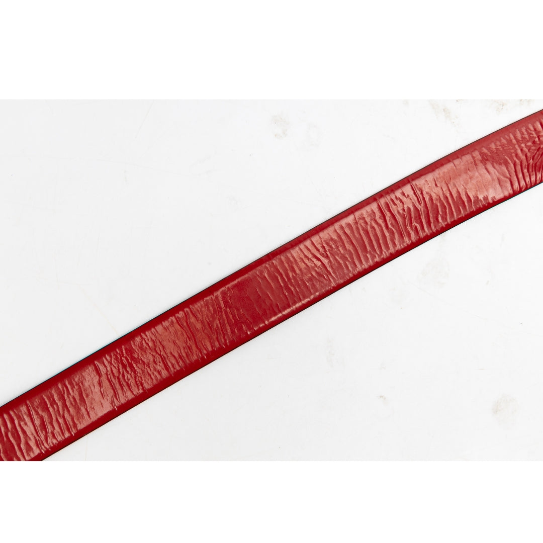 Valentino Red Patent Leather Logo Platino Belt