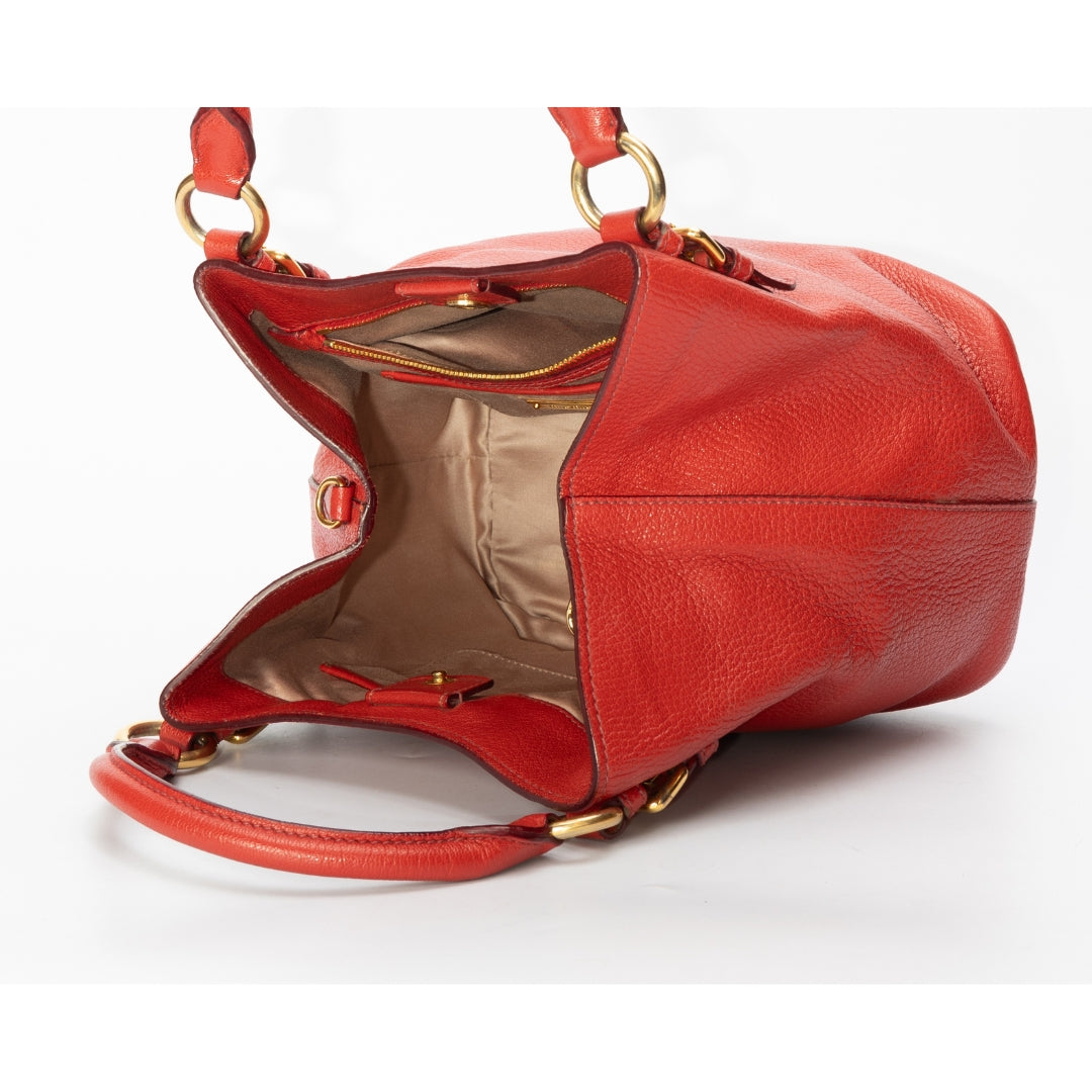 Miu Miu Red Leather Bucket Bag