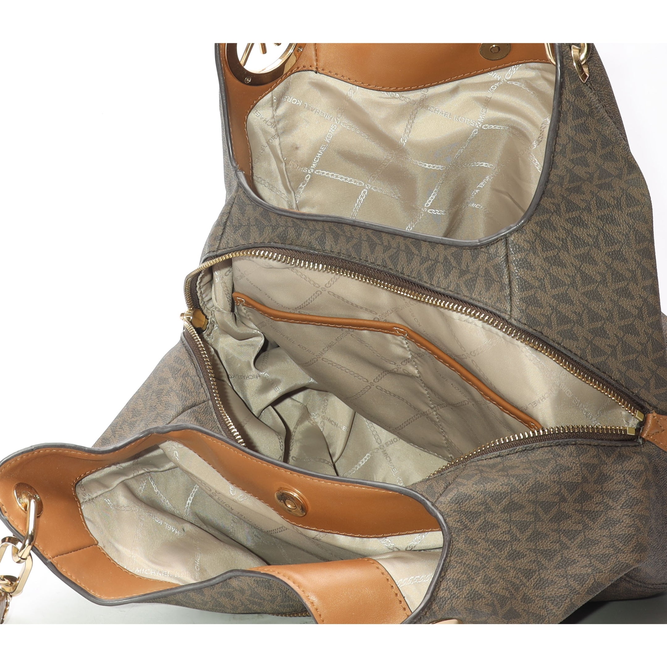 Michael Kors Lillie Large Brown Logo Shoulder Bag