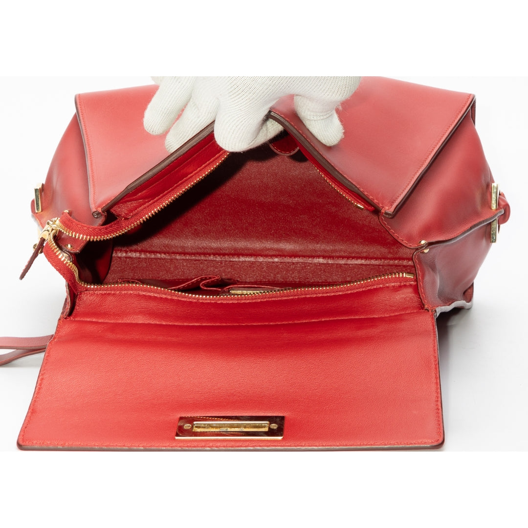 Salvatore Ferragamo Red Leather Sofia Top Handle Bag