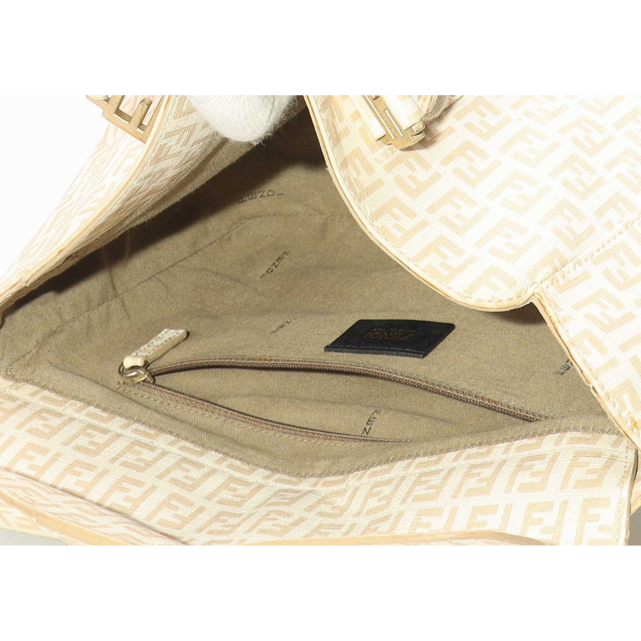 Fendi Beige Zucchino Coated Canvas FF Handle Tote