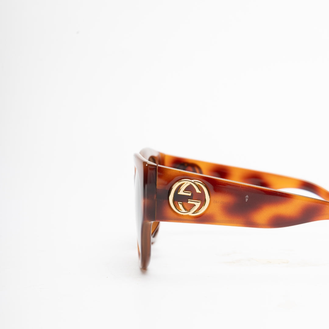 Gucci Brown Tortoise Shell Acetate Oversized Sunglasses