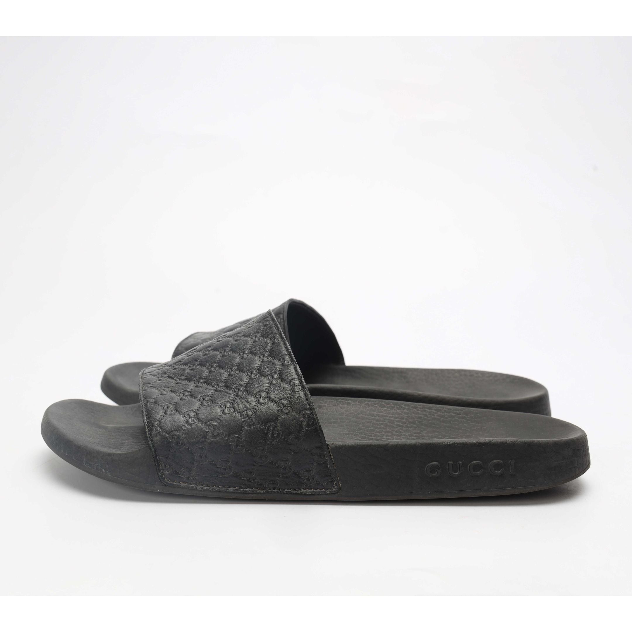 Gucci Black Micro Guccissima Slides