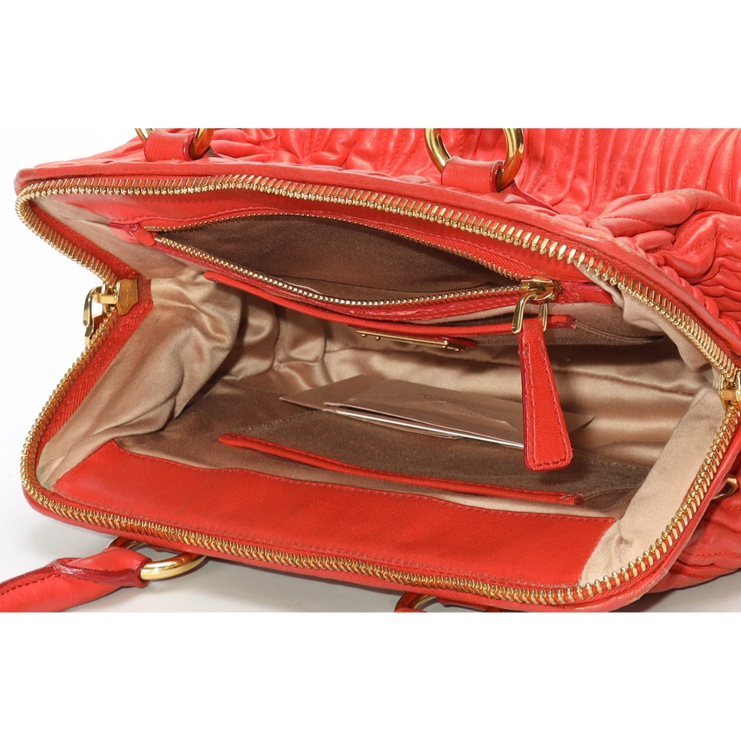 Miu Miu Red Matelasse Convertible Satchel