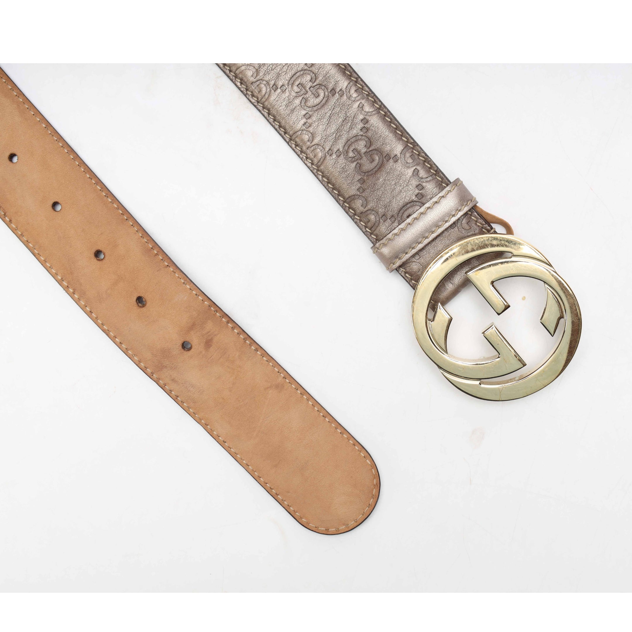 Gucci Metallic Interlocking G Buckle Belt