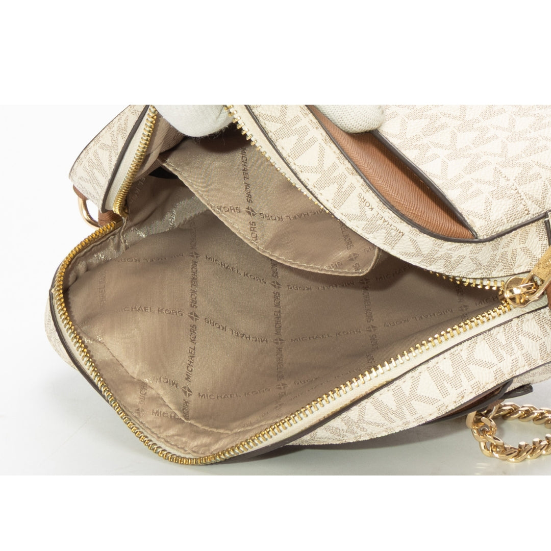 Michael Kors Jet Set Vanilla/Brown Crossbody Bag