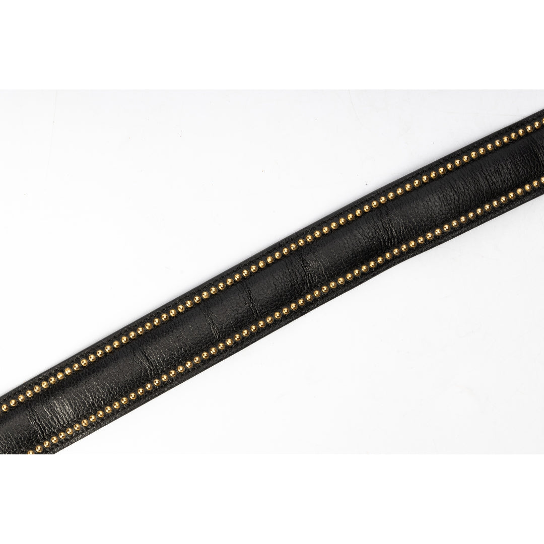 Salvatore Ferragamo Black Leather Studded Belt