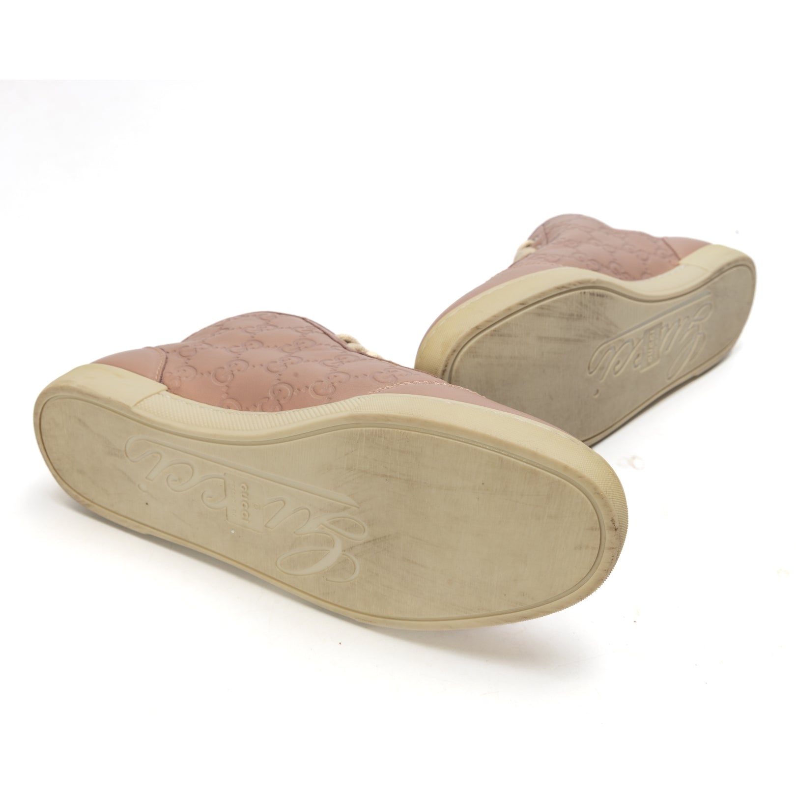 Gucci Pink Guccissima Lace High Top Sneakers