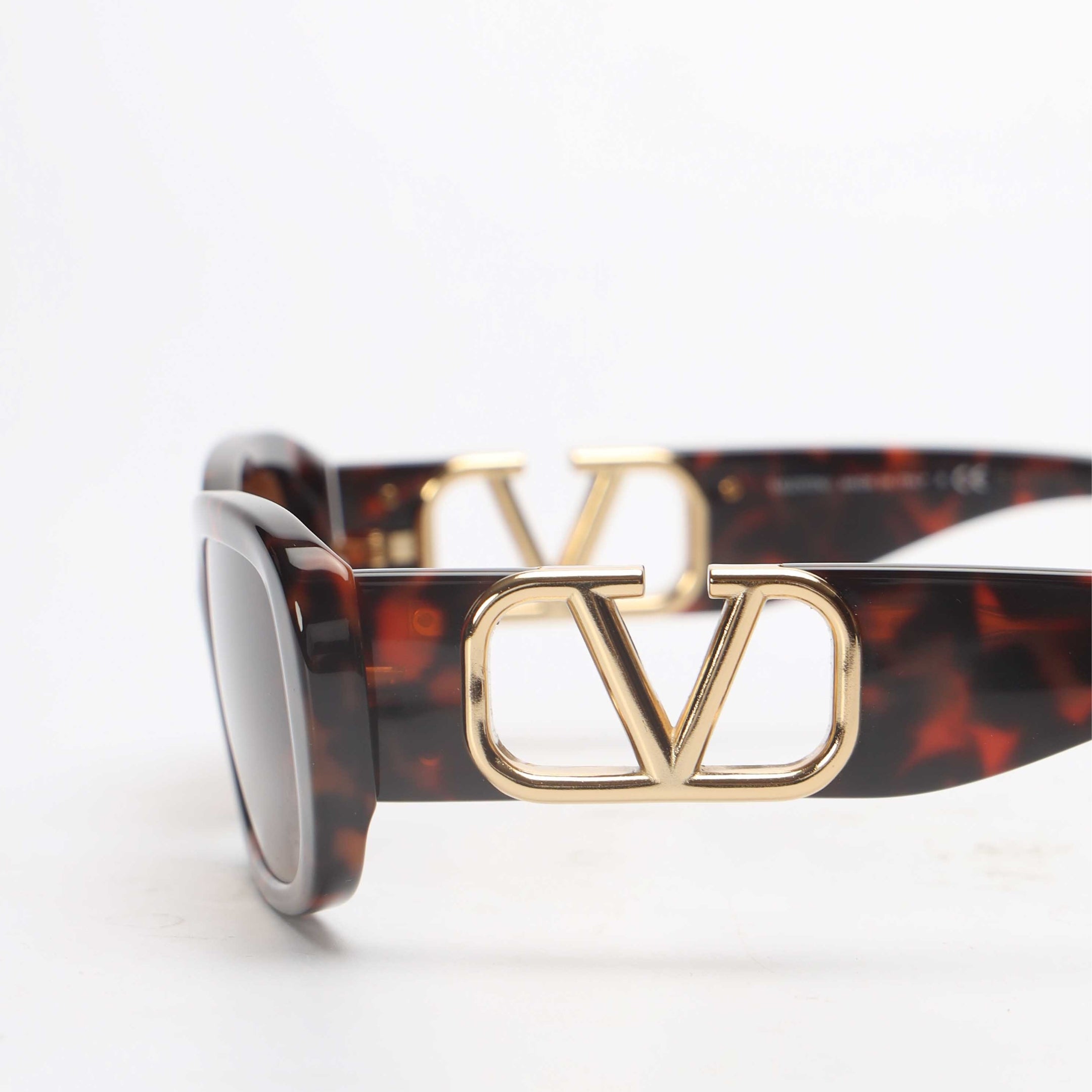 Valentino Brown Havana Rectangular Sunglasses