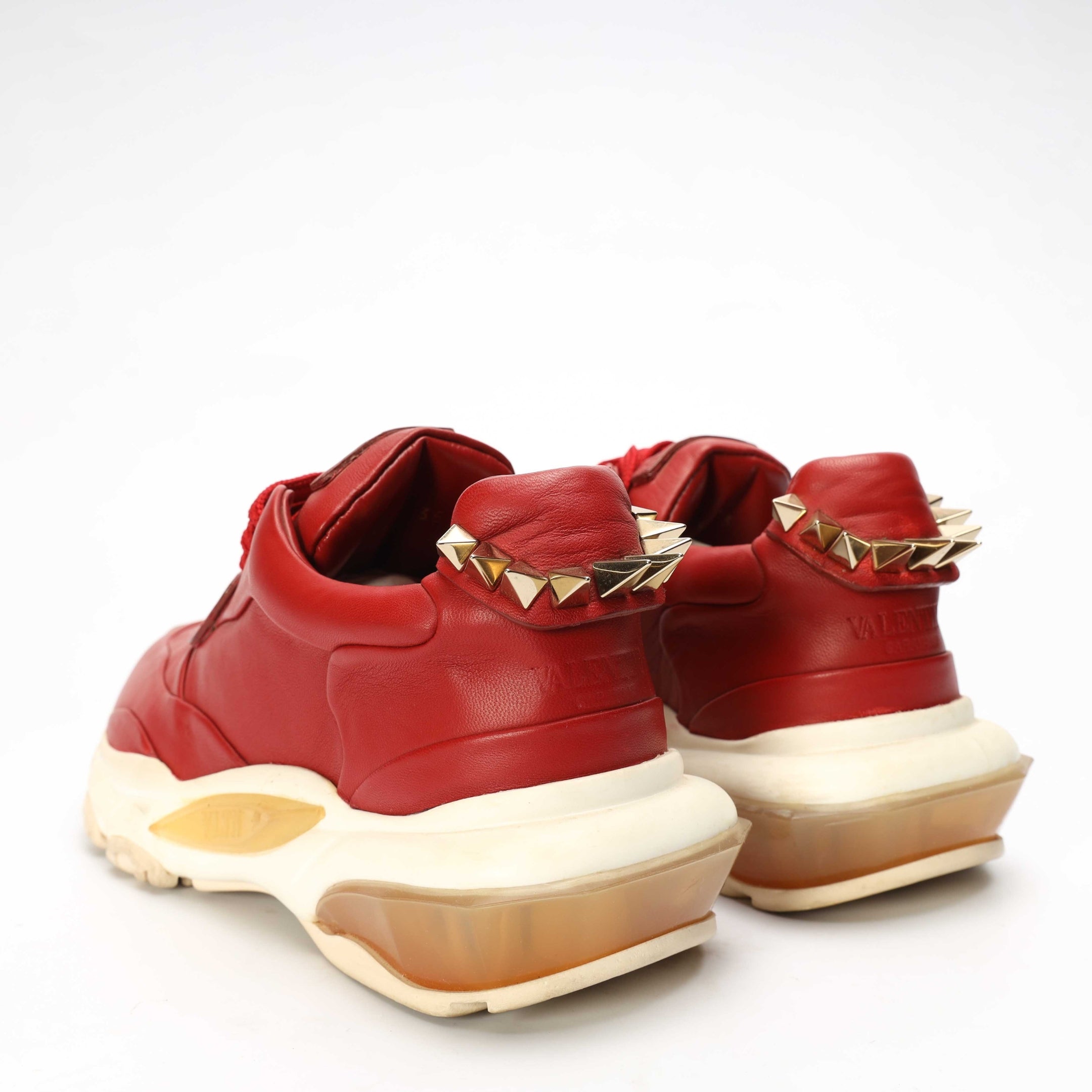 Valentino Garavani Red Rockstud Leather Sneakers
