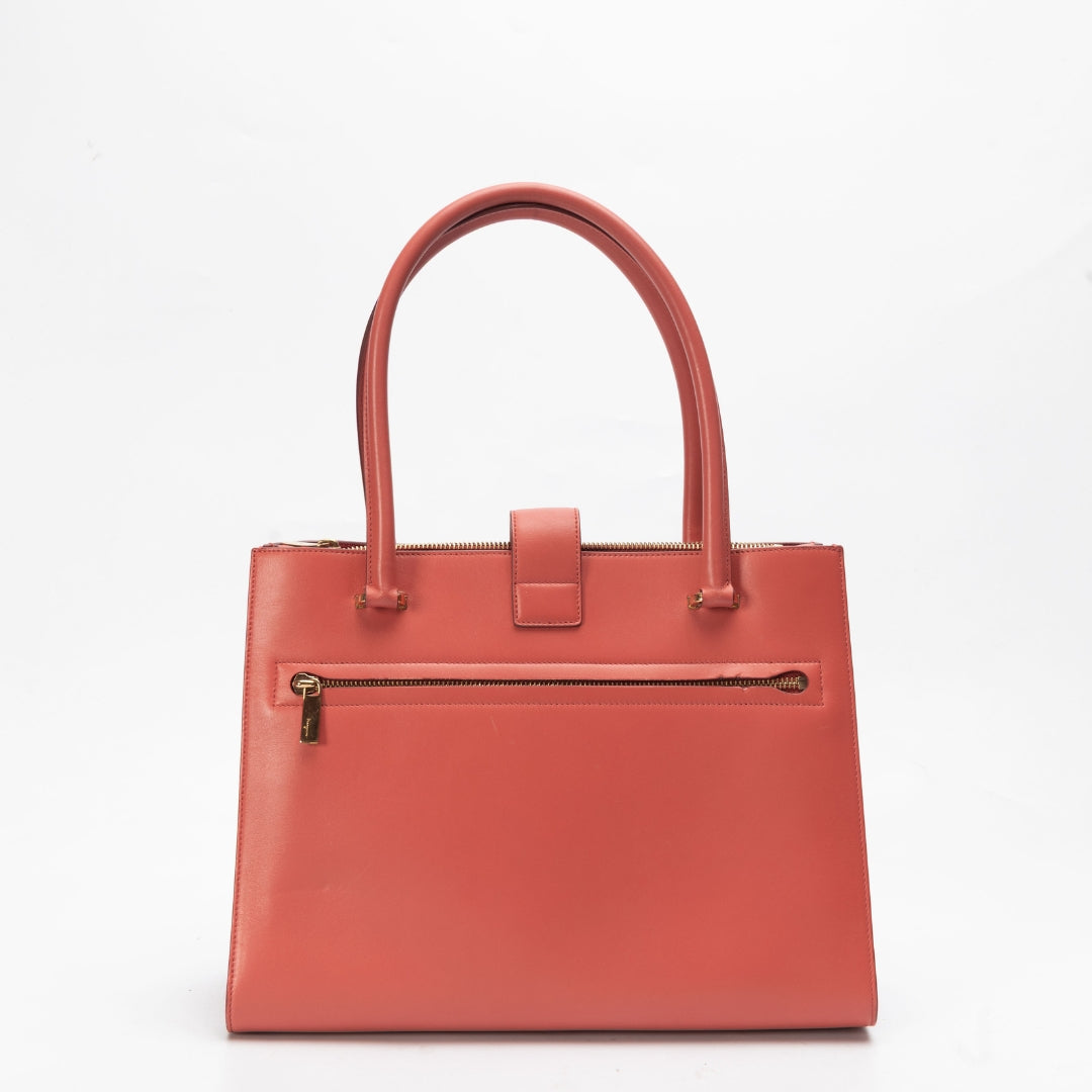 Salvatore Ferragamo Coral Red Gancini Lock Satchel