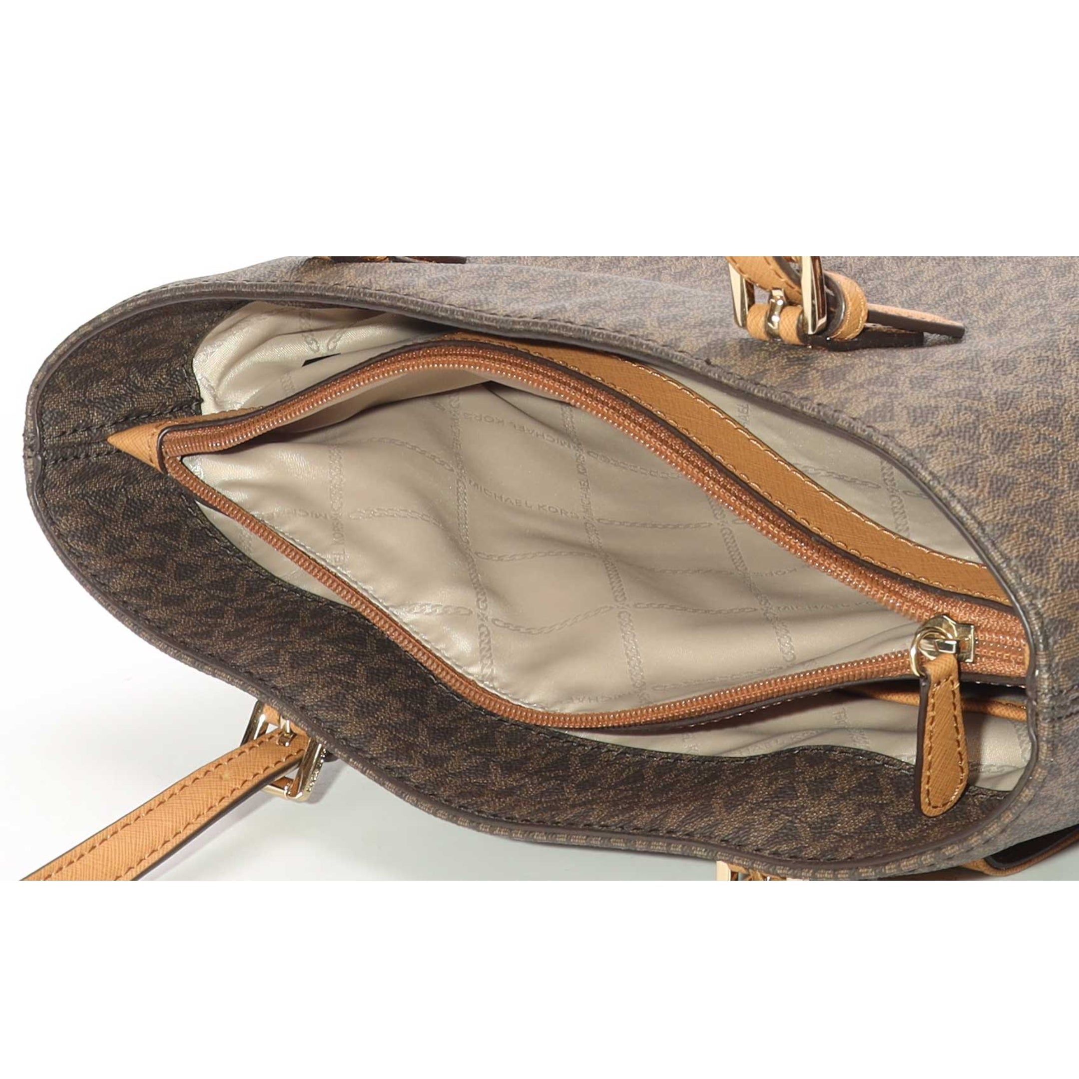 Michael Kors Jet Set Brown Large Logo Pocket Tote