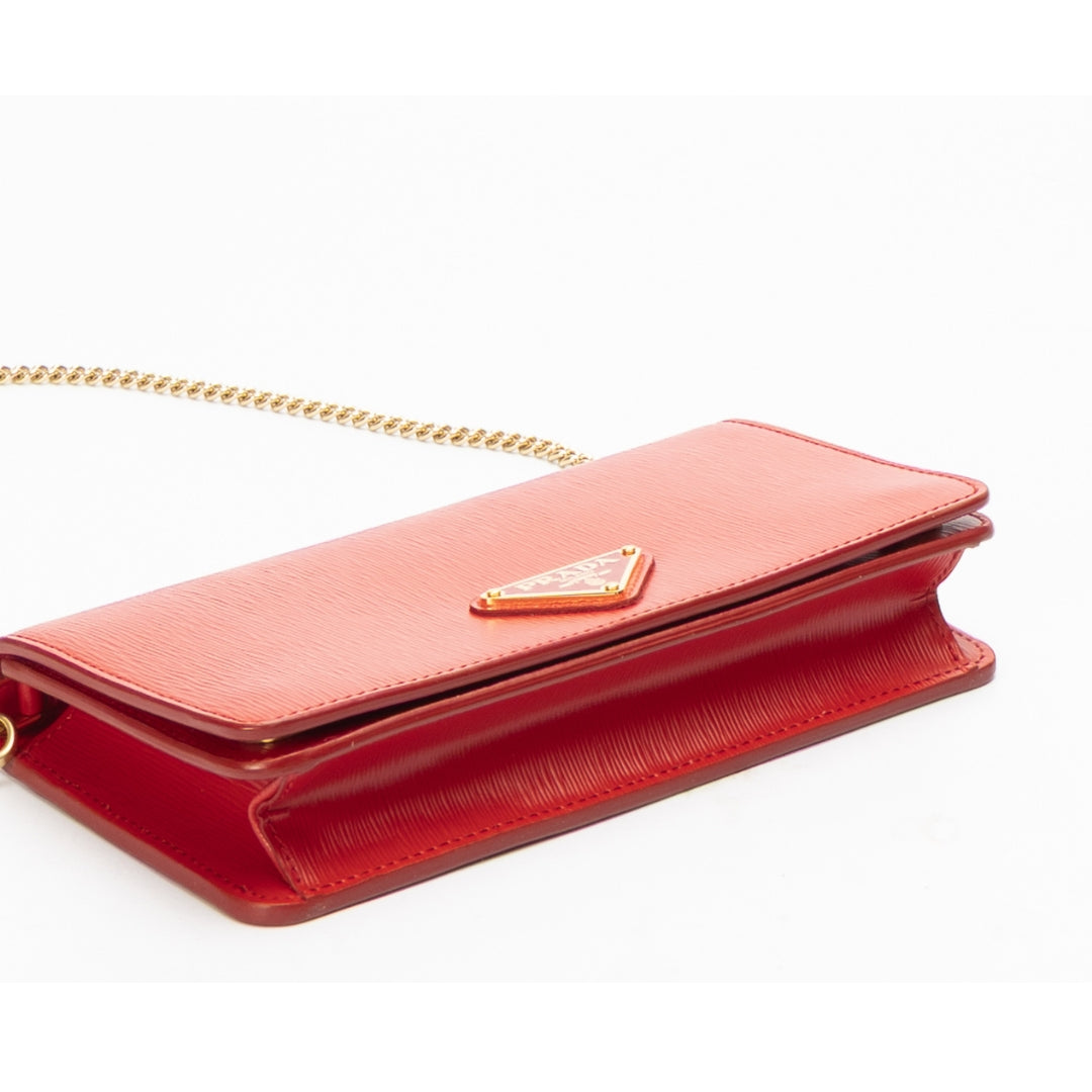 Prada Red Vitello Move Wallet on Chain