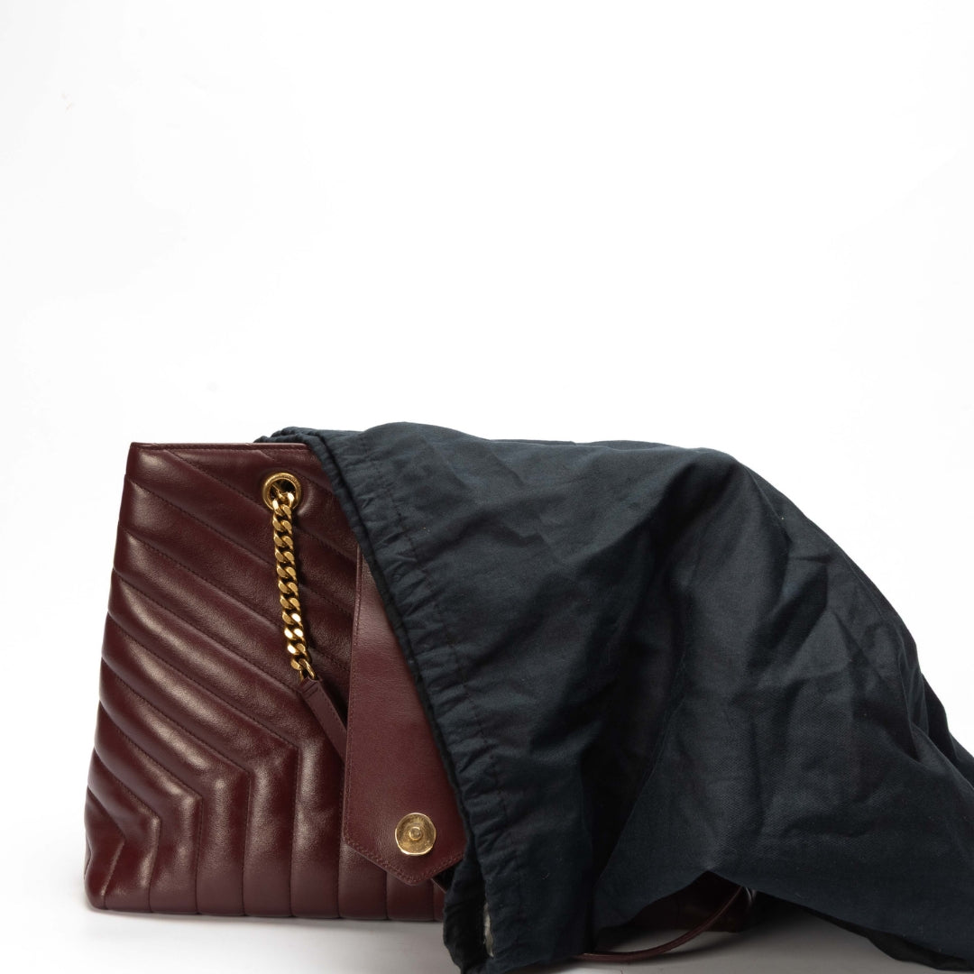 Saint Laurent Burgundy Matelasse Cassandre Shopper Tote